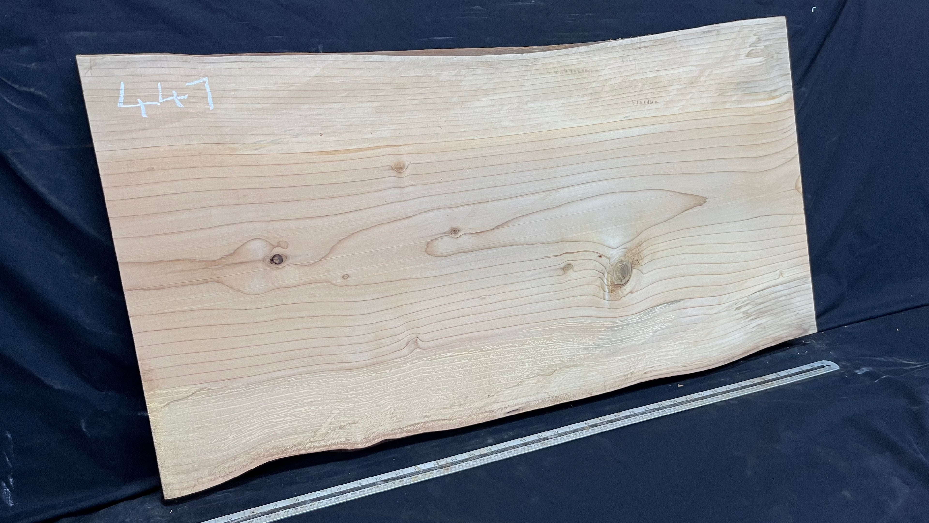 Cedar plank, timber, board, coffee table top. 1034 L x 536 W x 29 D mm  (447mf)