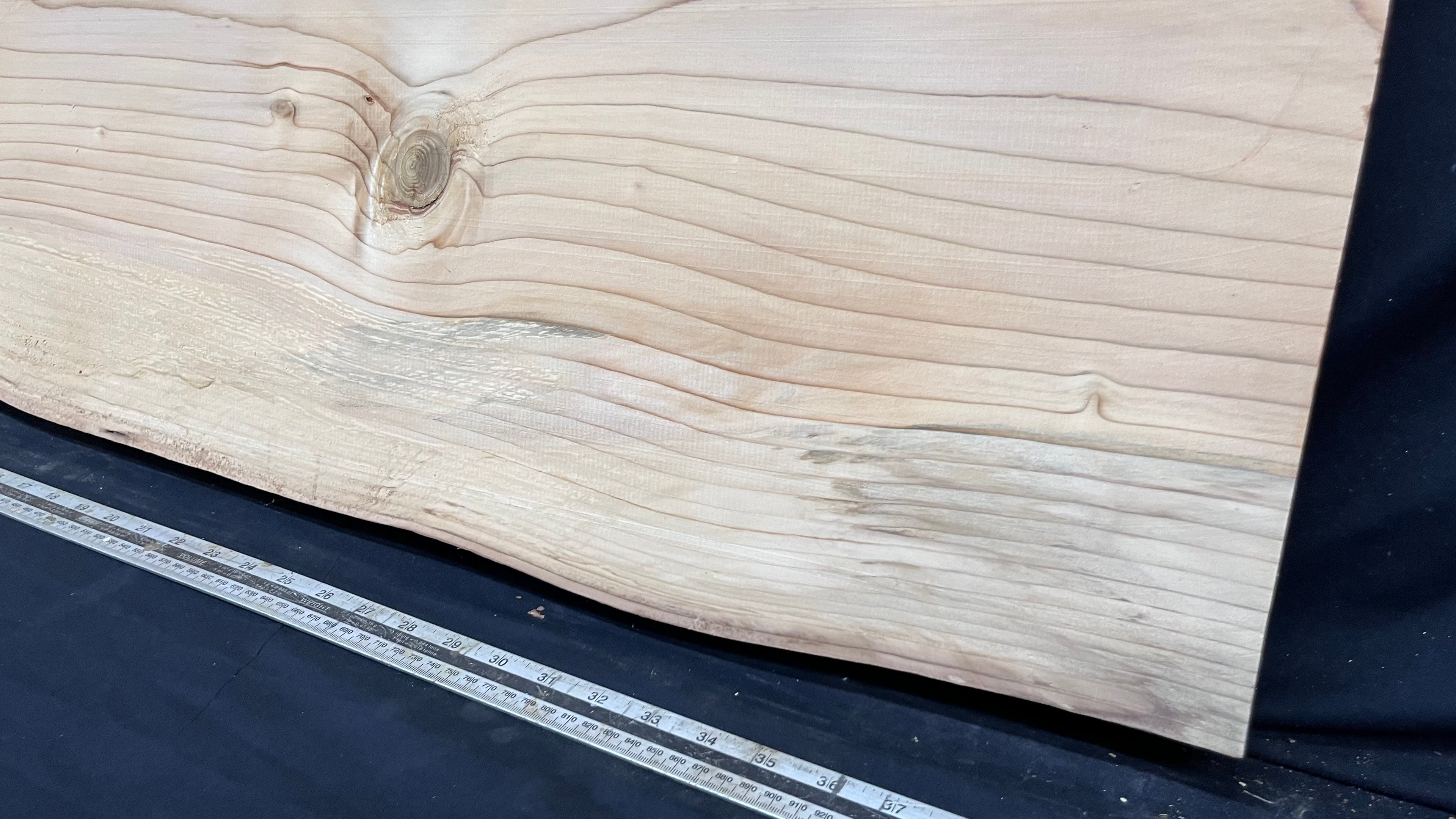 Cedar plank, timber, board, coffee table top. 1034 L x 536 W x 29 D mm  (447mf)
