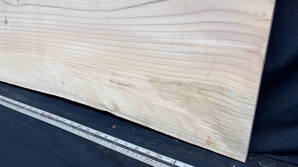 Cedar plank, timber, board, coffee table top. 1034 L x 536 W x 29 D mm  (447mf)
