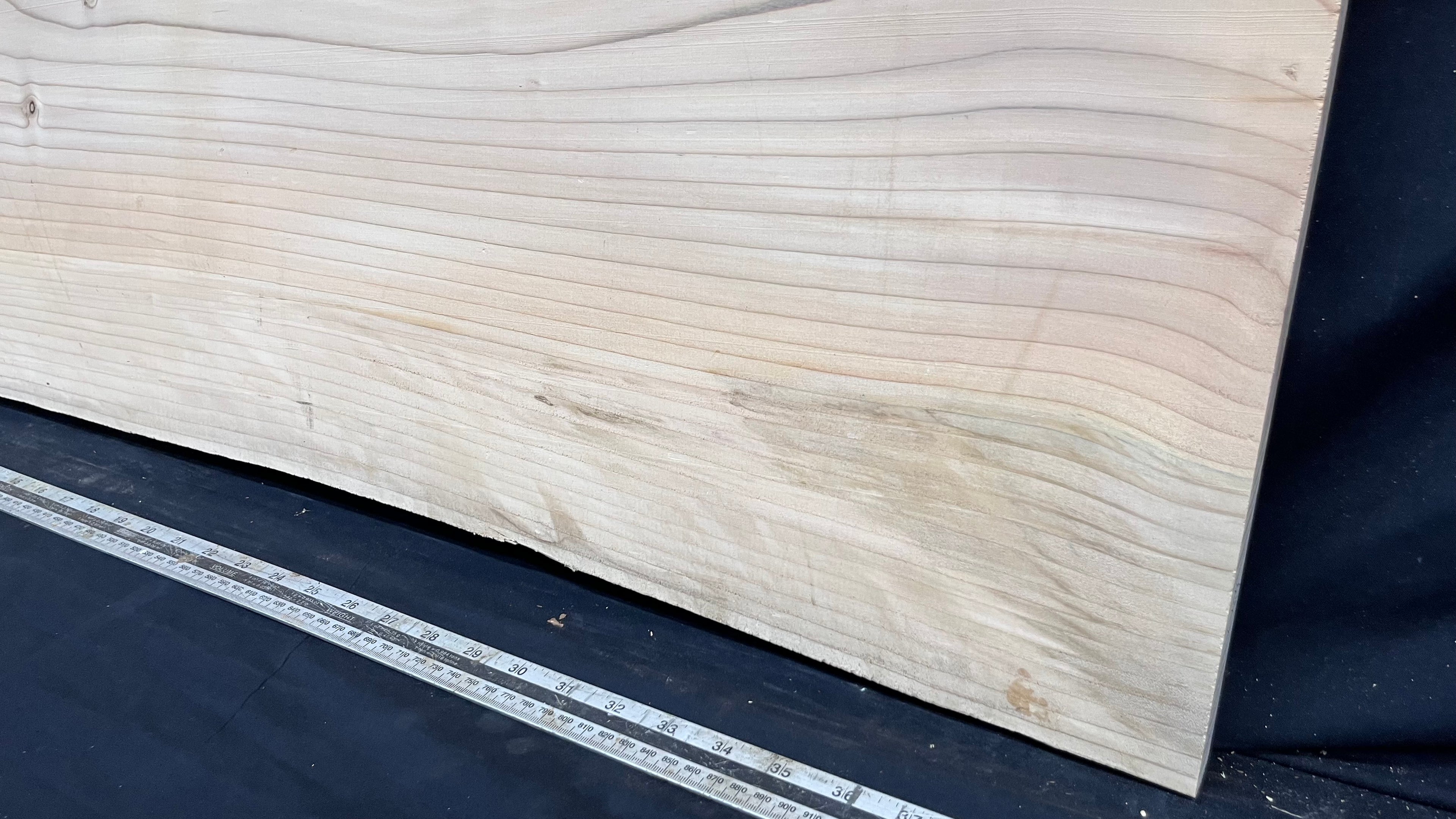 Cedar plank, timber, board, coffee table top. 1034 L x 536 W x 29 D mm  (447mf)