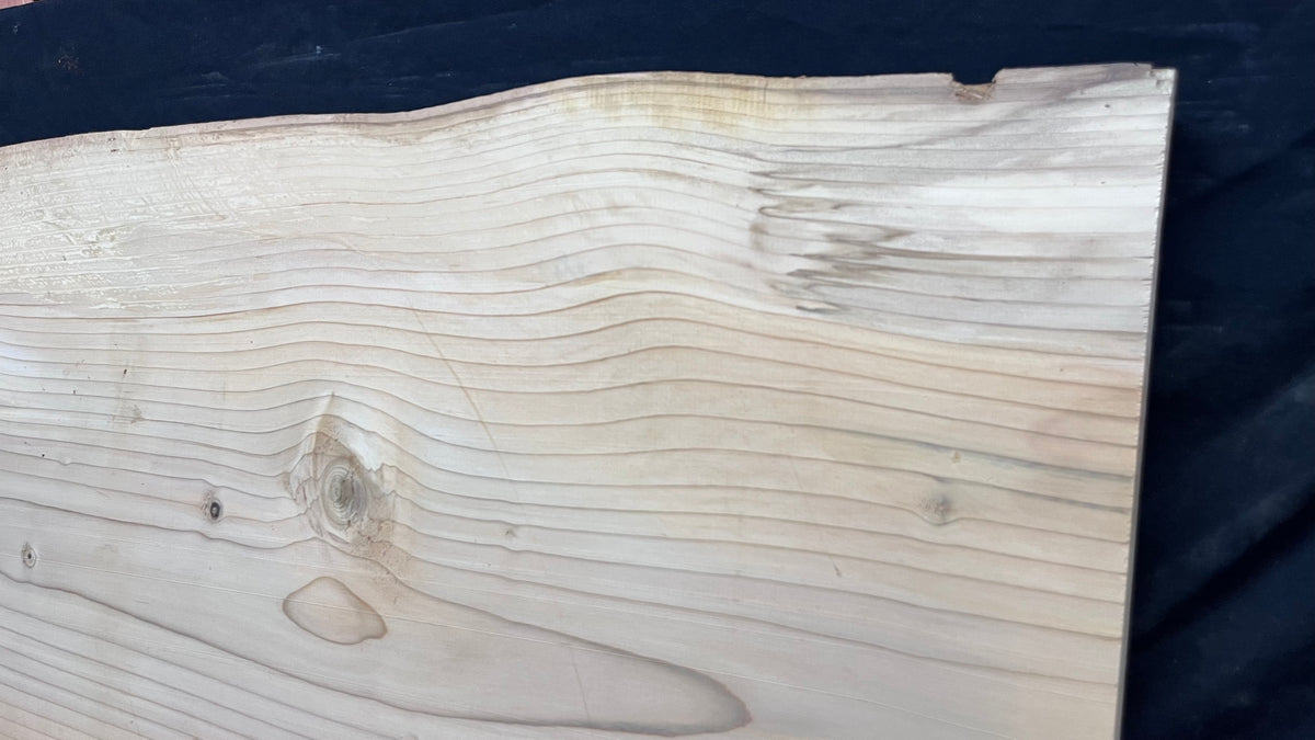 Cedar plank, timber, board, coffee table top. 1034 L x 536 W x 29 D mm  (447mf)