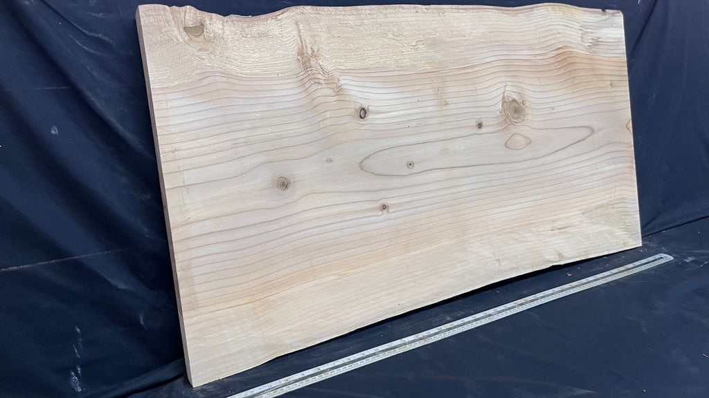 Cedar plank, timber, board, coffee table top. 1034 L x 536 W x 29 D mm  (447mf)
