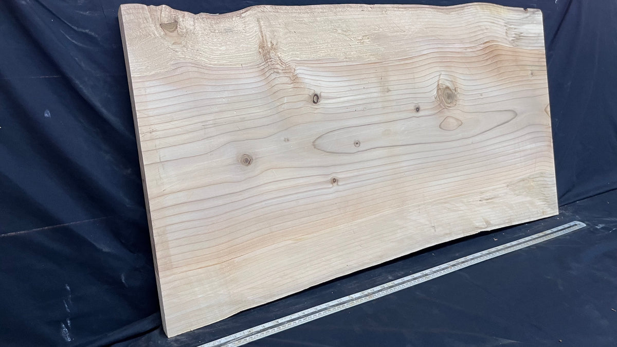 Cedar plank, timber, board, coffee table top. 1034 L x 536 W x 29 D mm  (447mf)