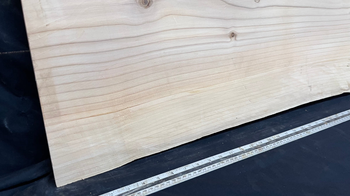 Cedar plank, timber, board, coffee table top. 1034 L x 536 W x 29 D mm  (447mf)