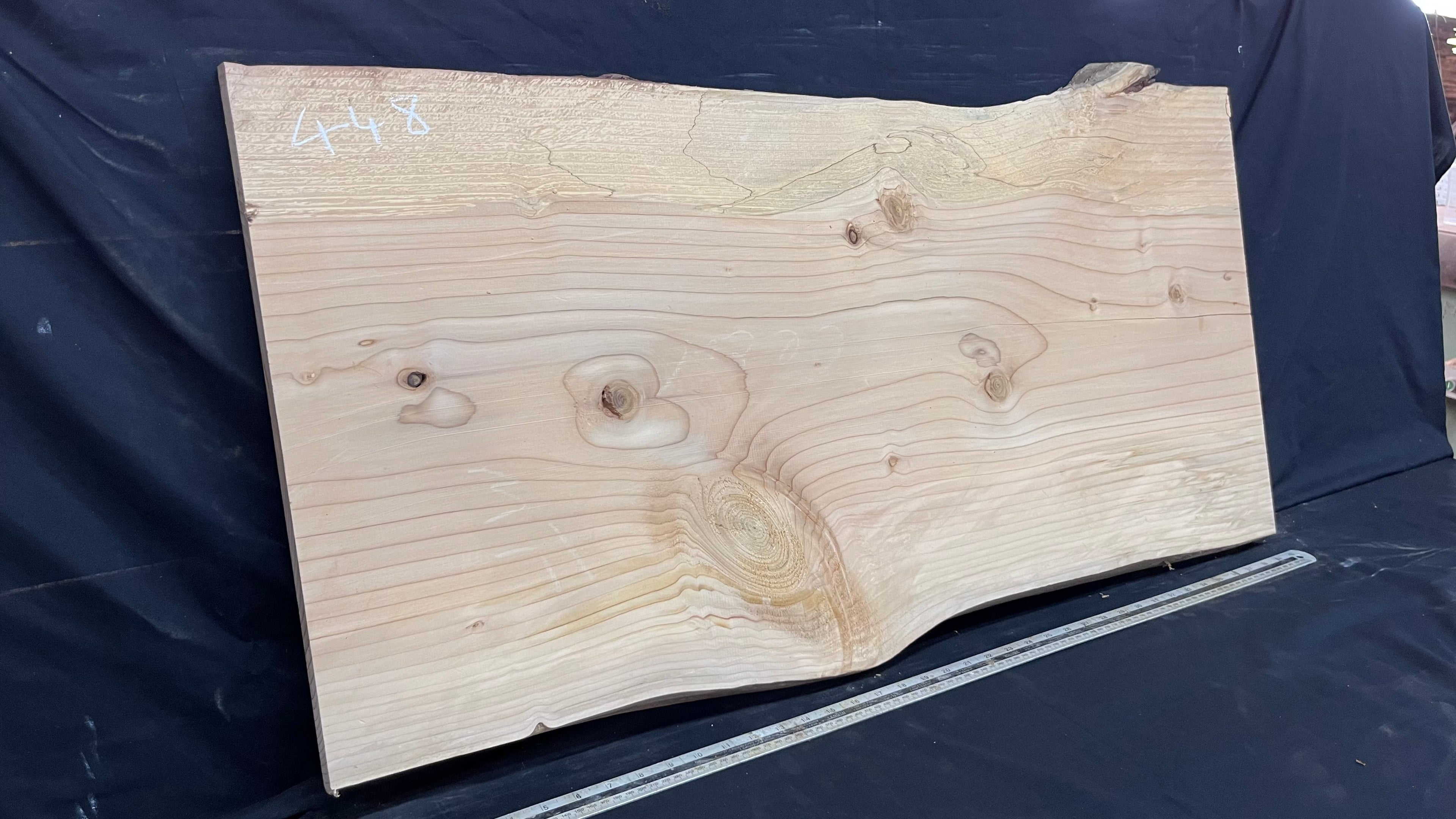 Cedar plank, timber, board, coffee table top. 1040 L x 548 W x 30 D mm  (448mf)