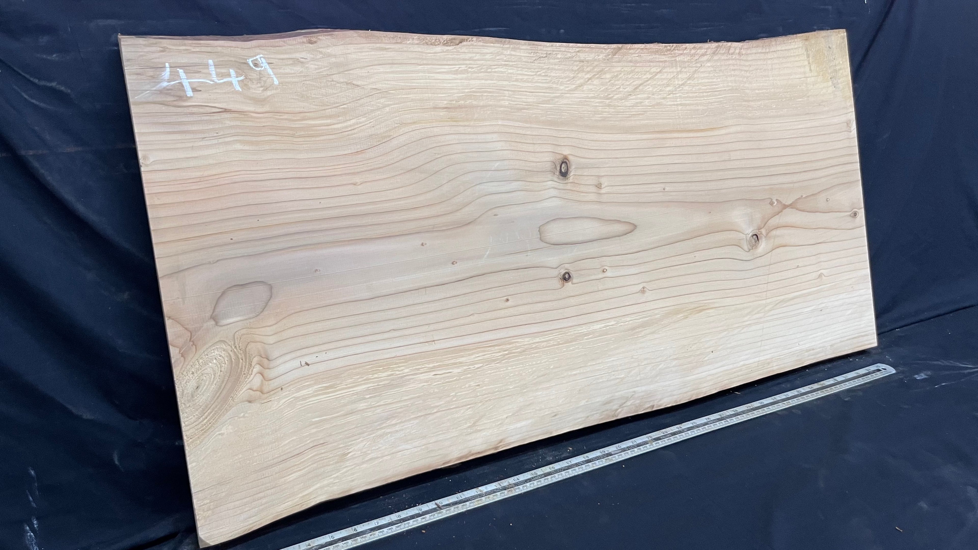 Cedar plank, timber, board, coffee table top. 1046 L x 525 W x 29 D mm  (449mf)