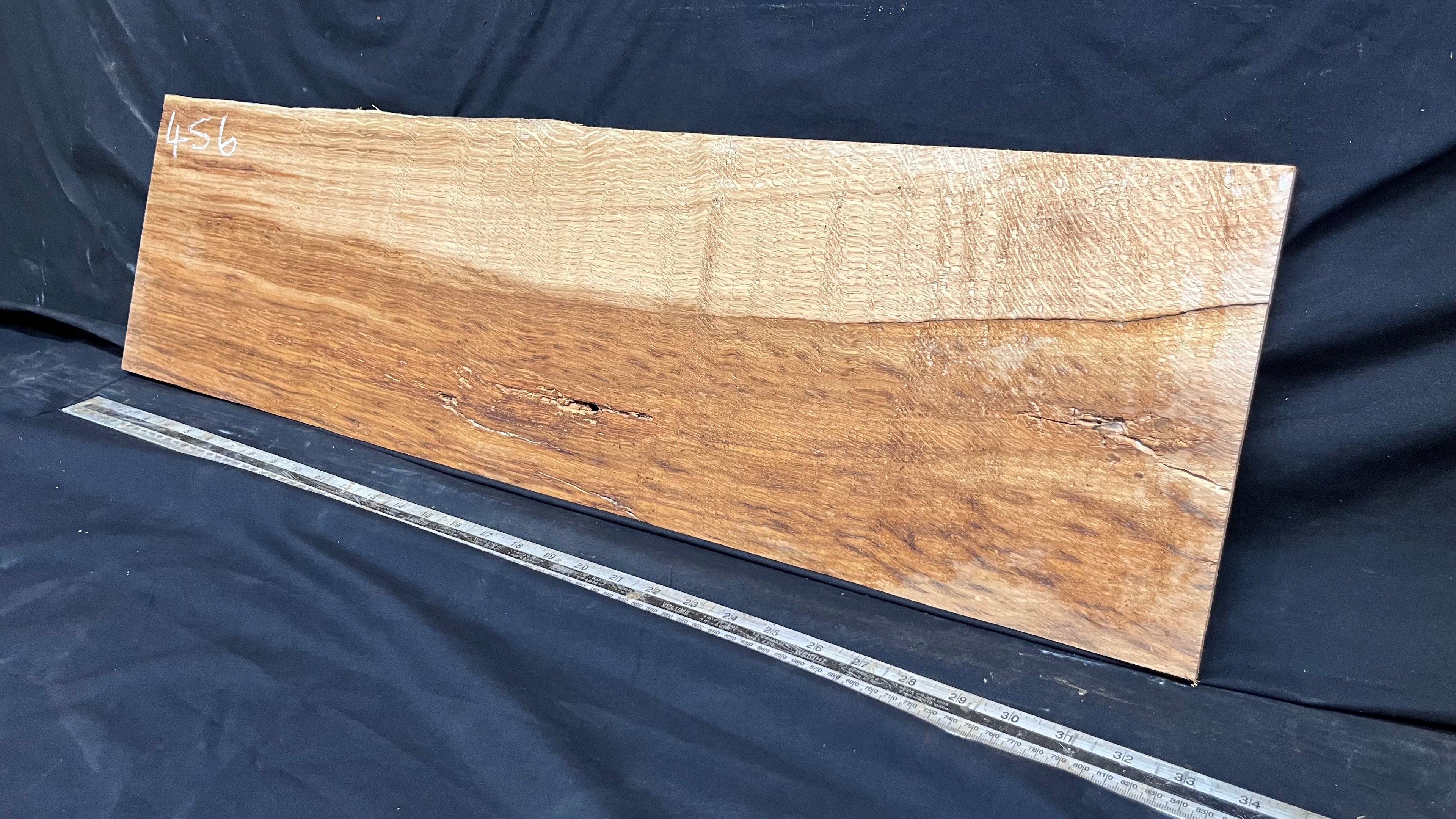 Solid oak tone wood, thin 849 L x 243 W x 8 D mm      (456)
