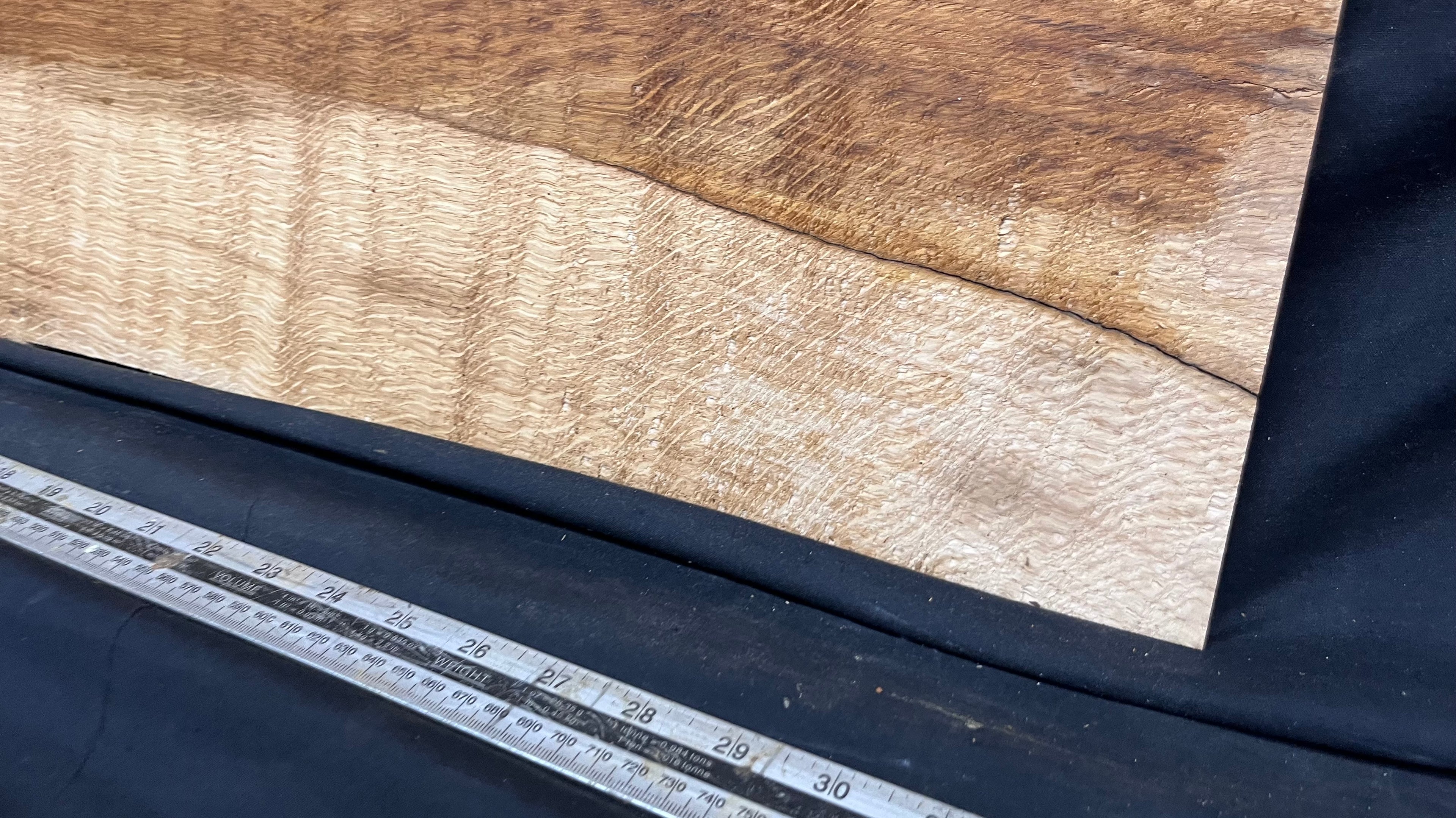 Solid oak tone wood, thin 849 L x 243 W x 8 D mm      (456)