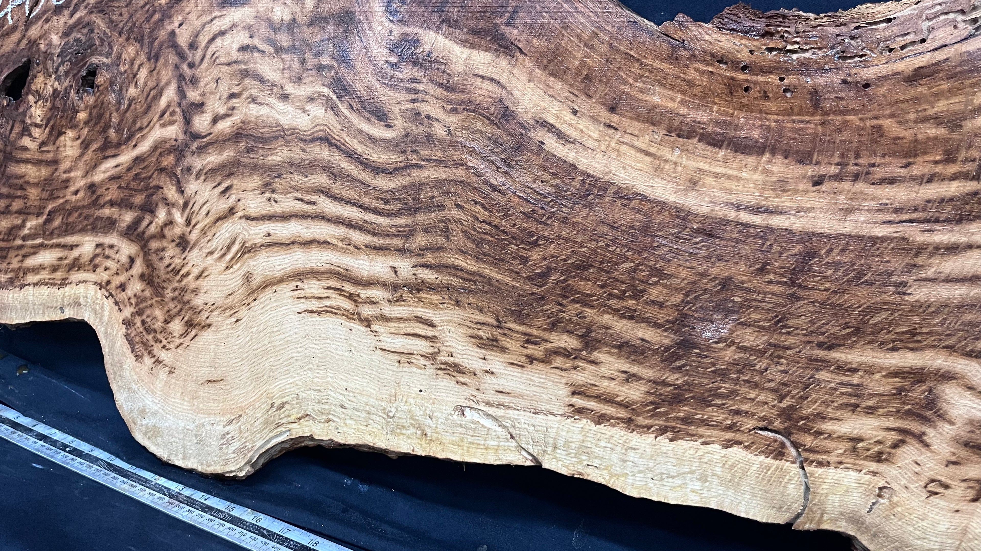 Tiger oak, tone wood, feature wood, wall hanging 1034 L x 473 W x 9 D mm      (466mt)