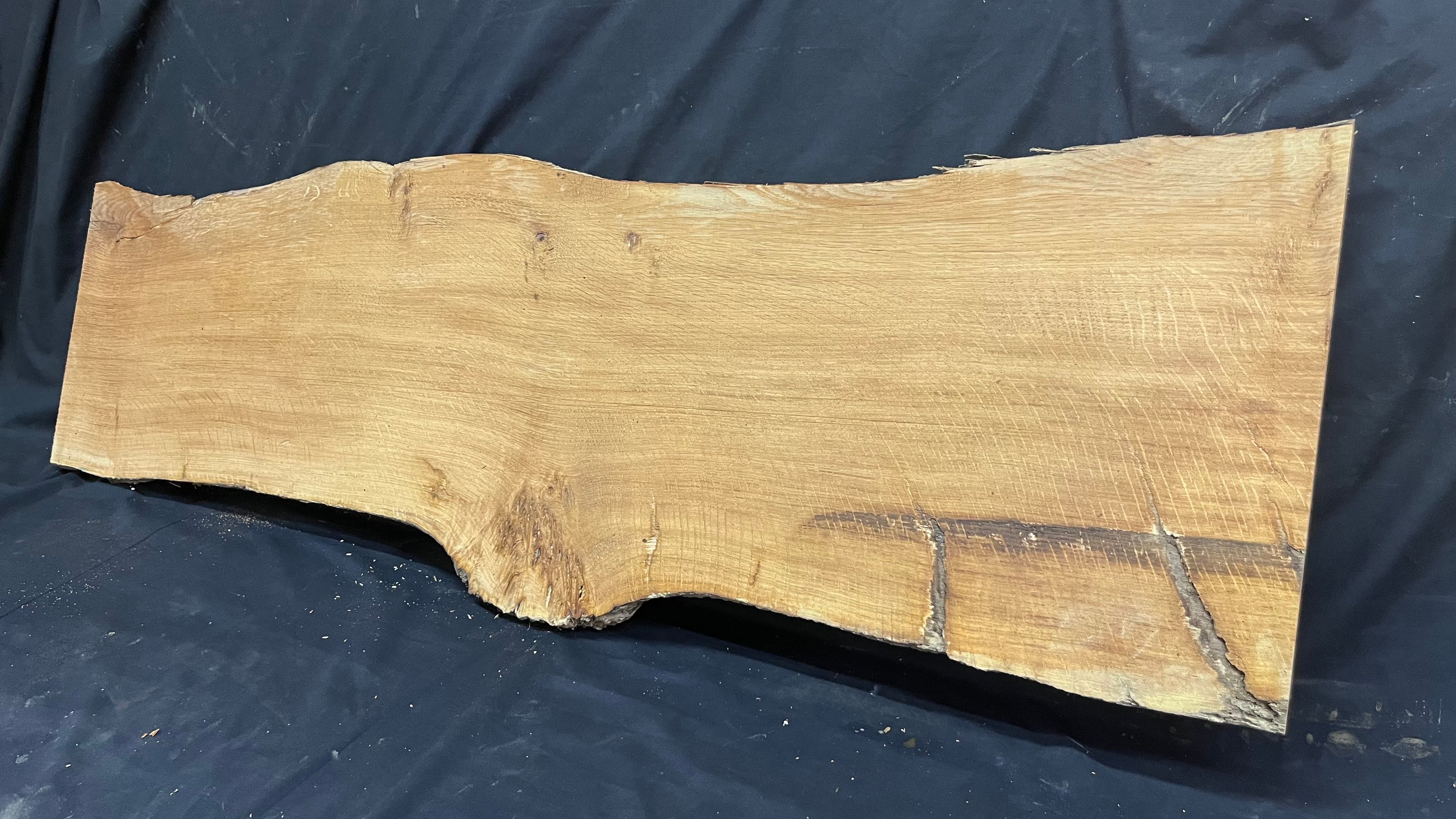 Burr oak slab, shelving, coffee table, 1380 L x 420 W x 30 D mm      (471mt)