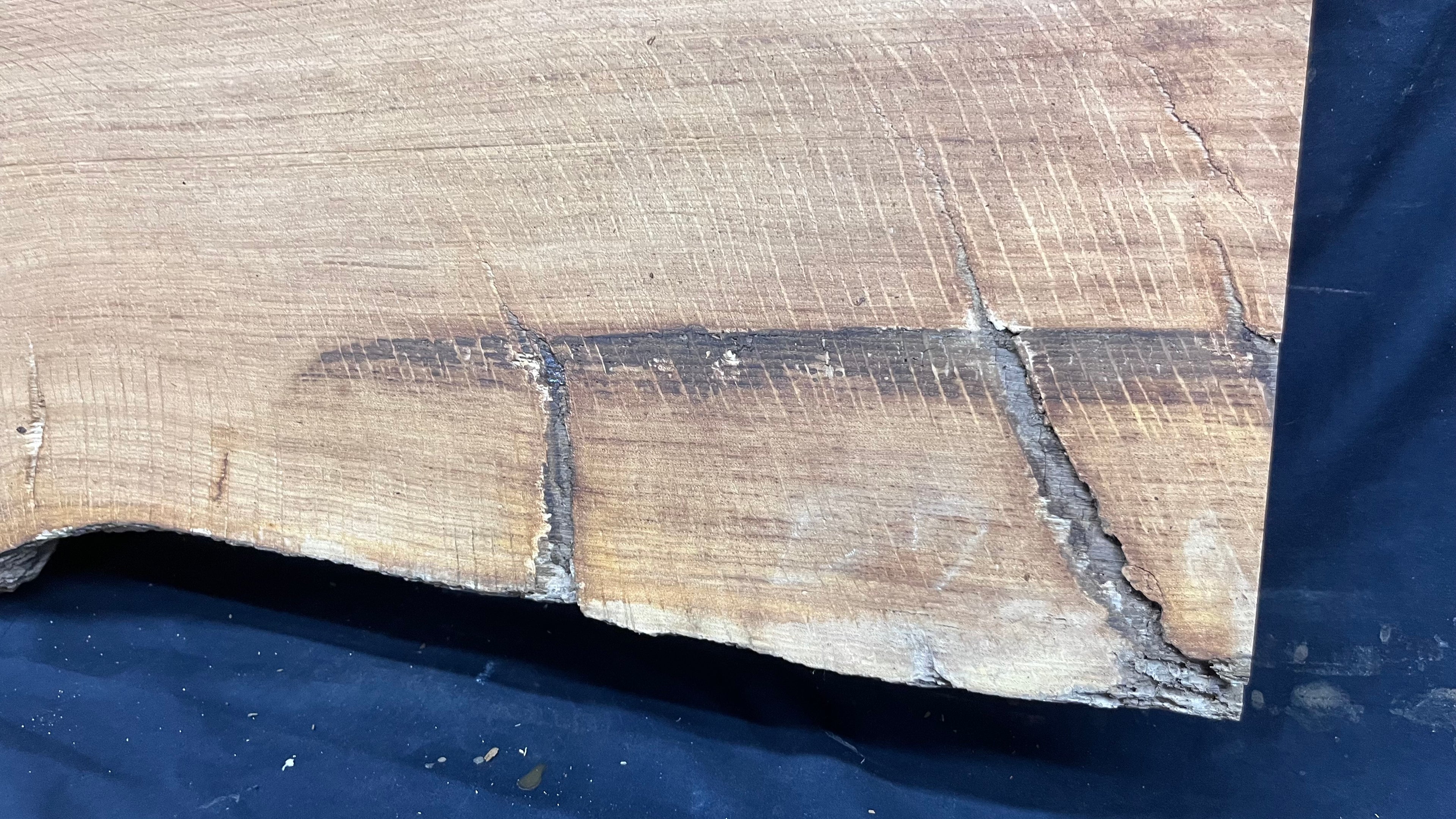 Burr oak slab, shelving, coffee table, 1380 L x 420 W x 30 D mm      (471mt)
