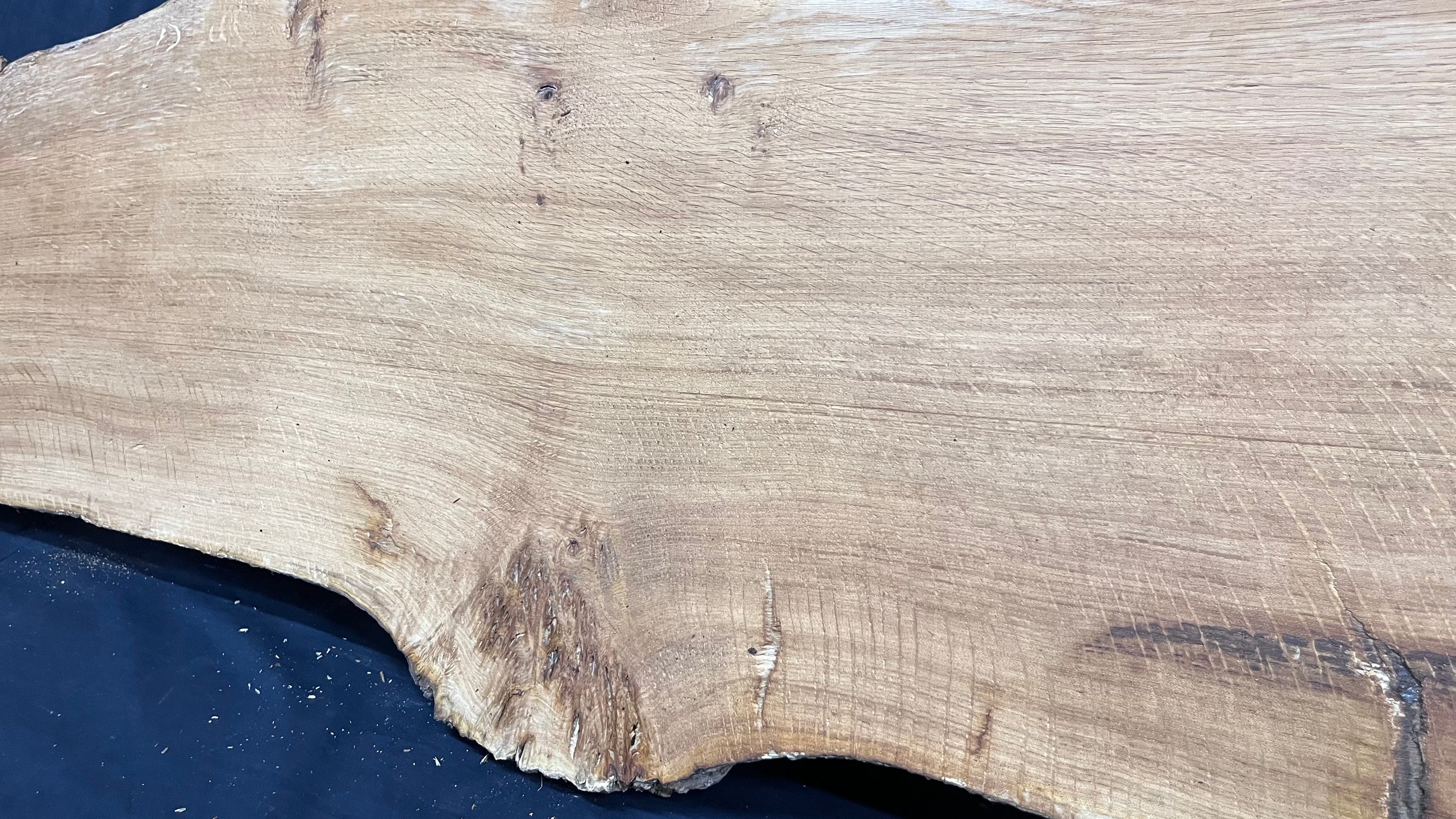 Burr oak slab, shelving, coffee table, 1380 L x 420 W x 30 D mm      (471mt)