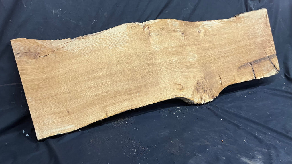 Burr oak slab, shelving, coffee table, 1380 L x 420 W x 30 D mm      (471mt)