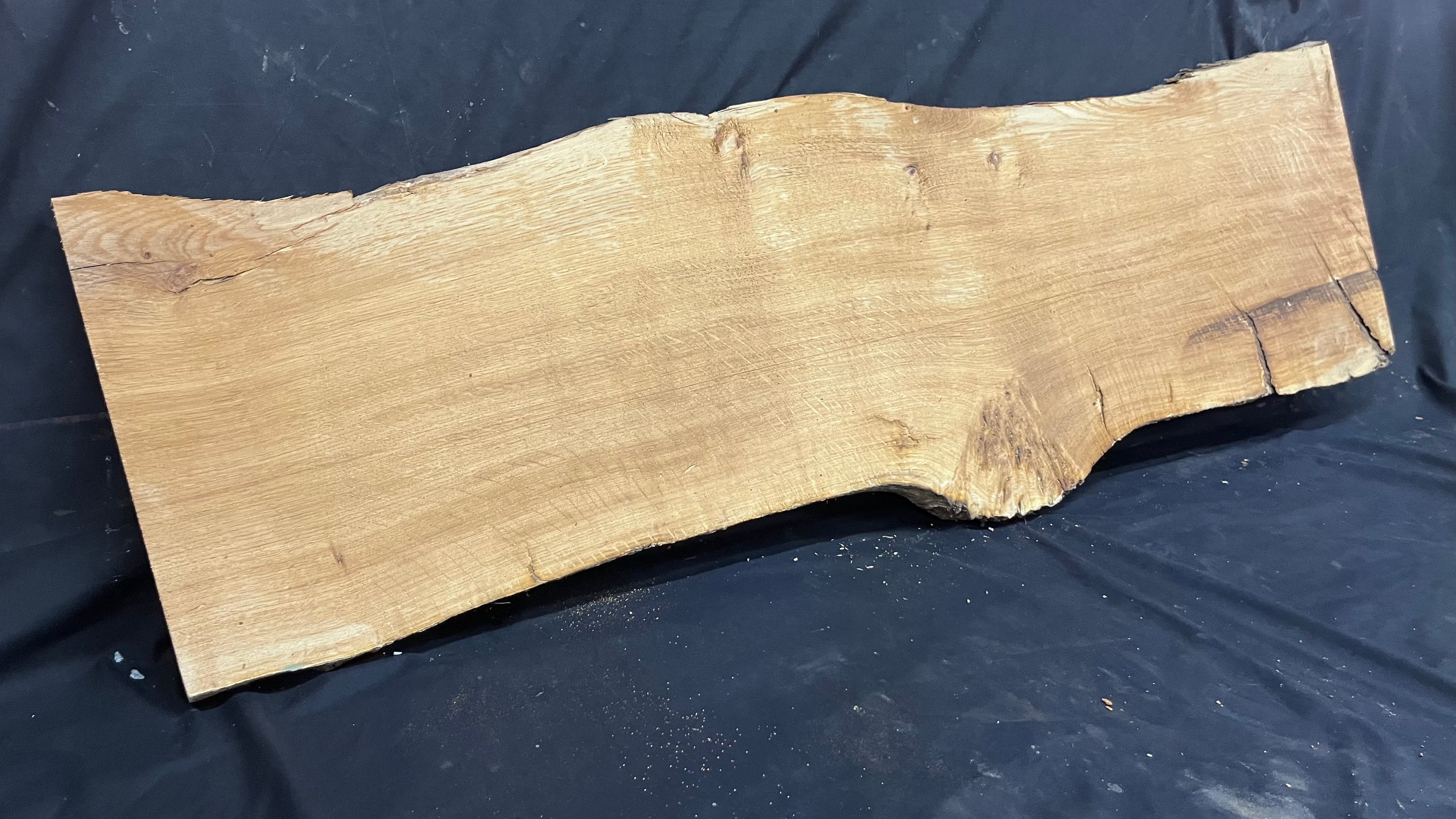 Burr oak slab, shelving, coffee table, 1380 L x 420 W x 30 D mm      (471mt)