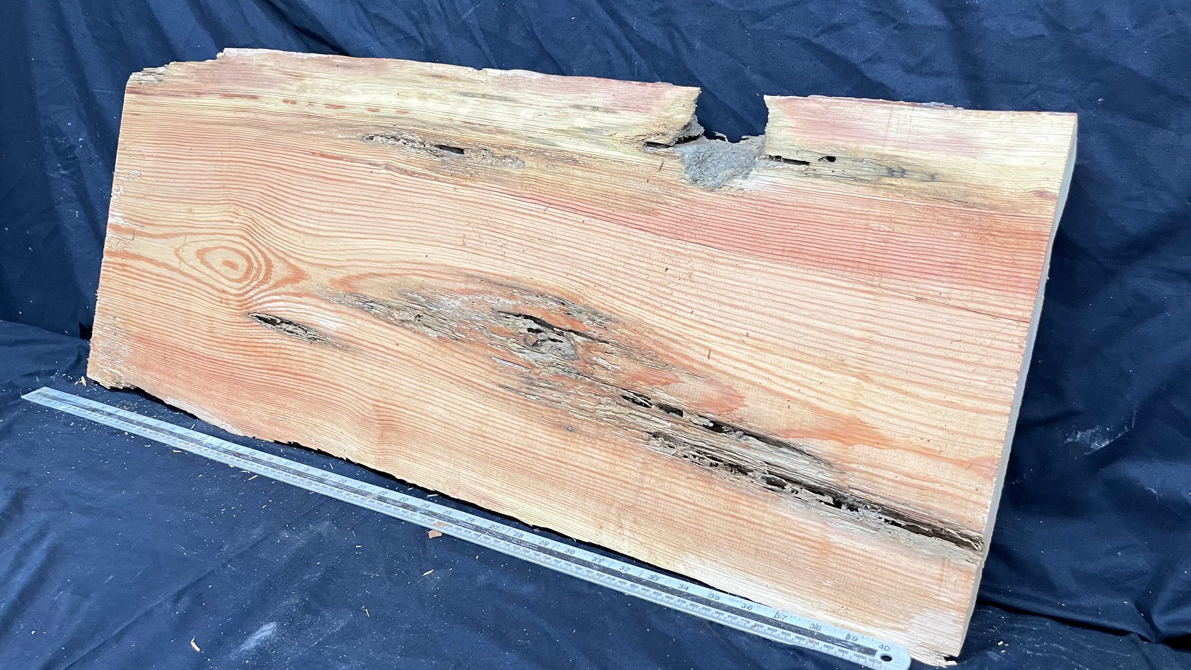 Reclained pitch pine plank, shelf, board 1004 L x 395 W x 43 D mm  (312)