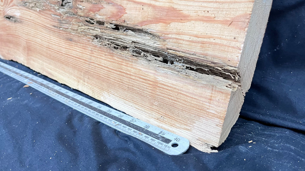 Reclained pitch pine plank, shelf, board 1004 L x 395 W x 43 D mm  (312)