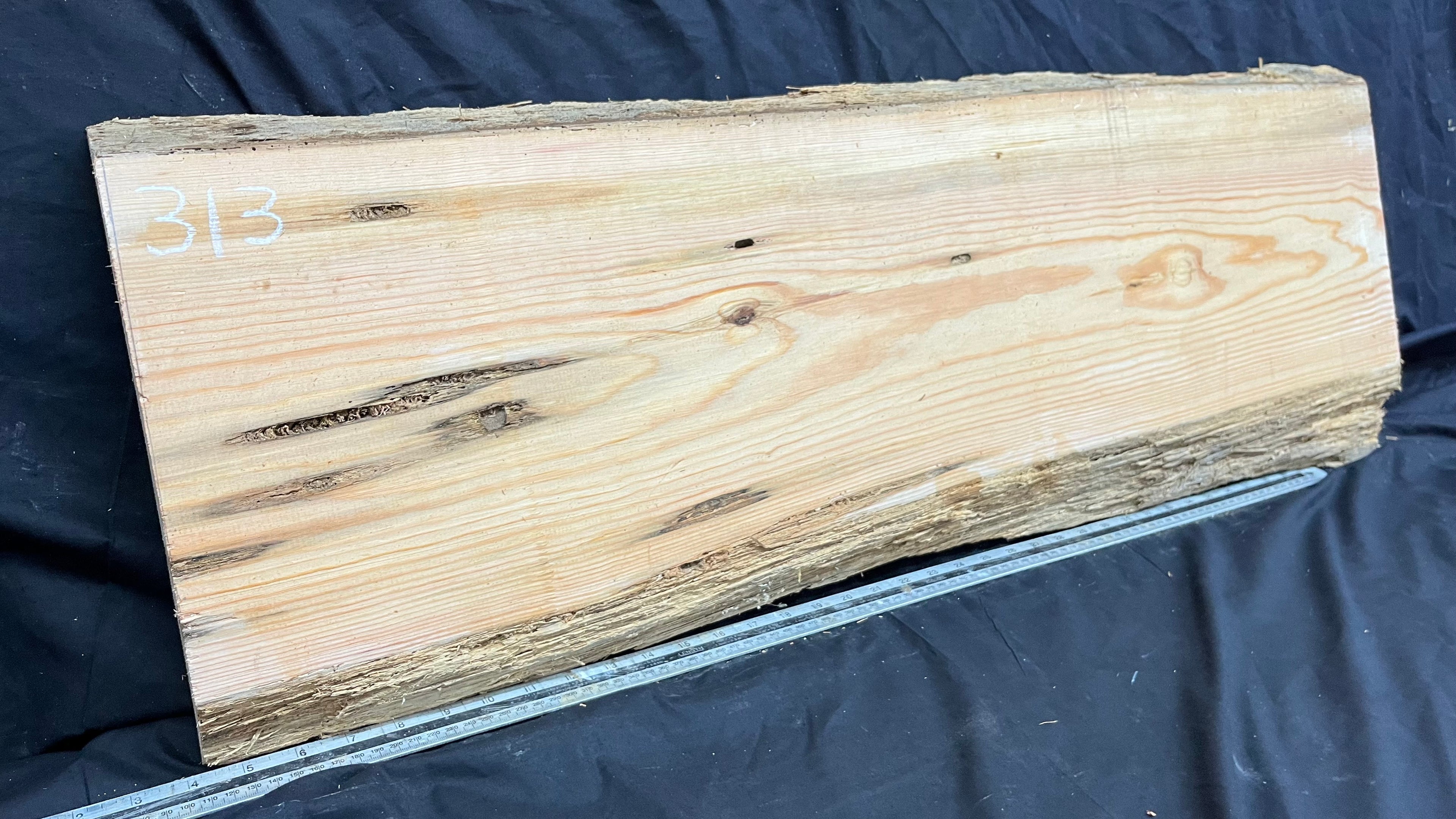 Reclained pitch pine plank, shelf, board 1003 L x 358 W x 43 D mm  (313)