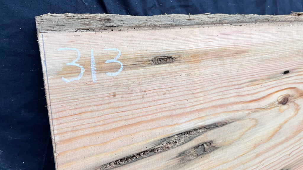 Reclained pitch pine plank, shelf, board 1003 L x 358 W x 43 D mm  (313)