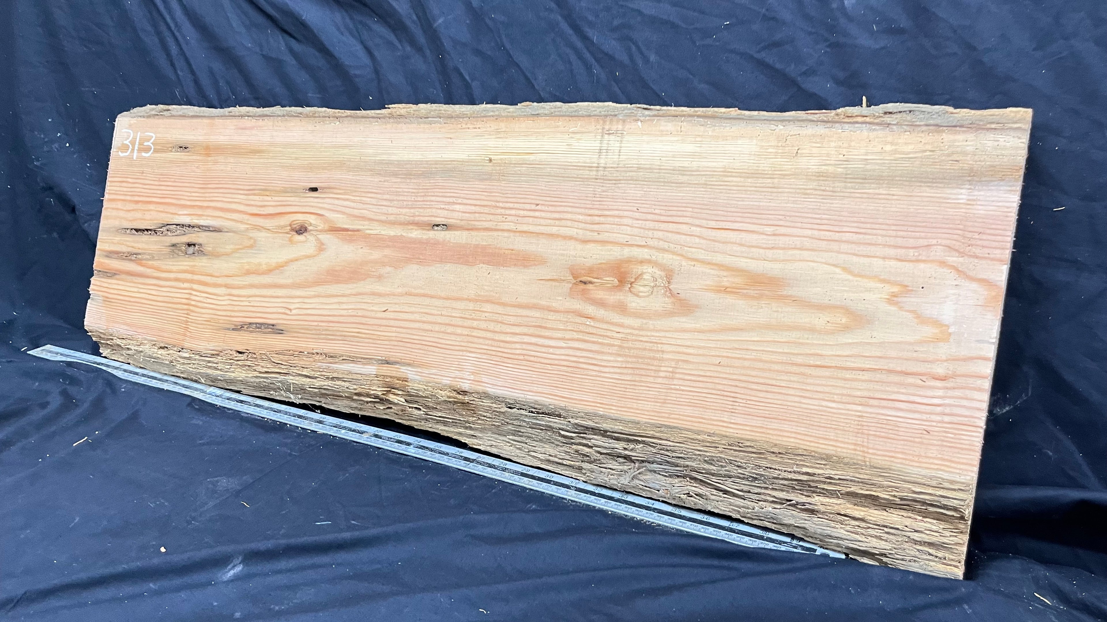 Reclained pitch pine plank, shelf, board 1003 L x 358 W x 43 D mm  (313)