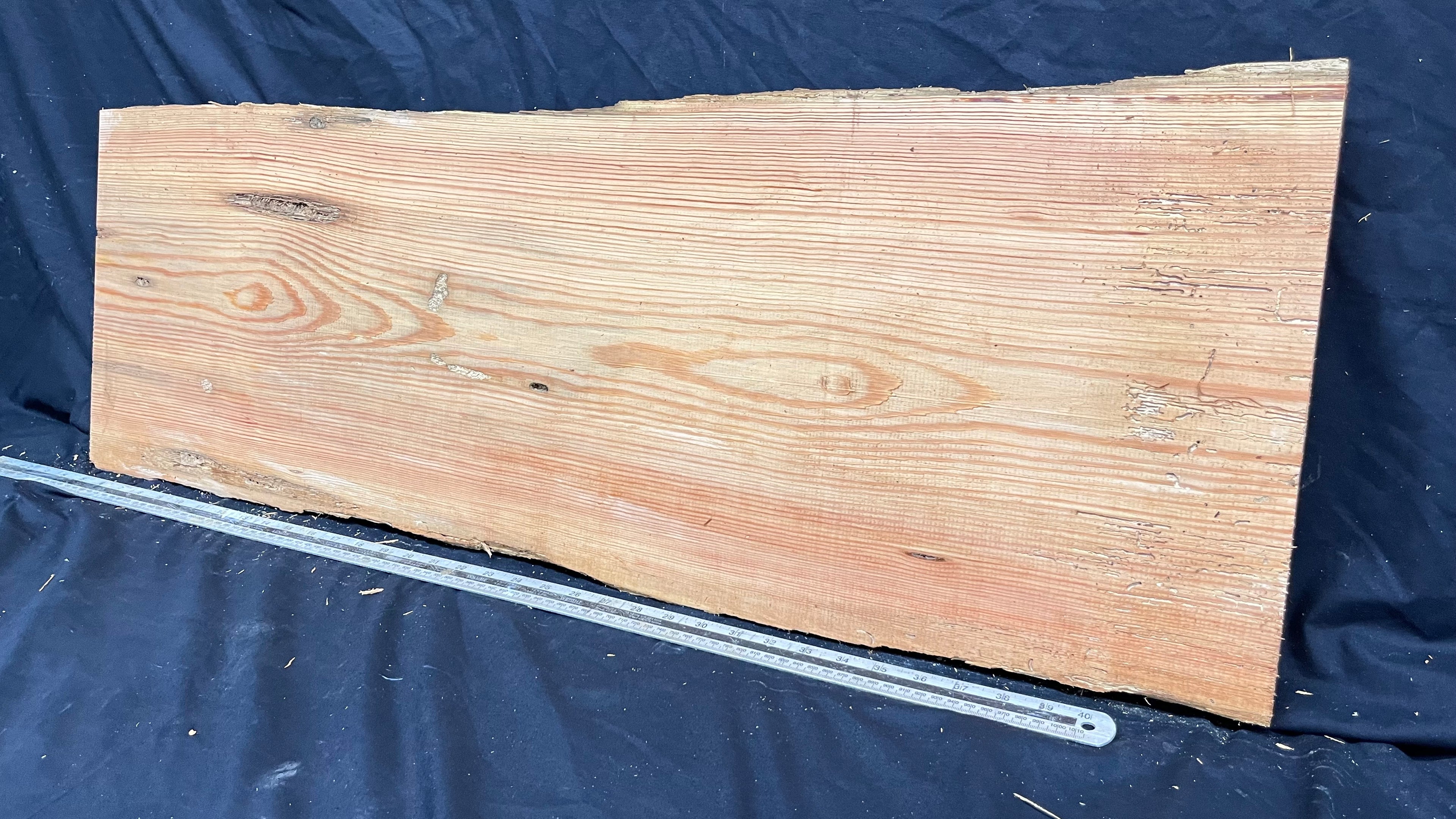 Reclained pitch pine plank, shelf, board 1003 L x 358 W x 43 D mm  (313)