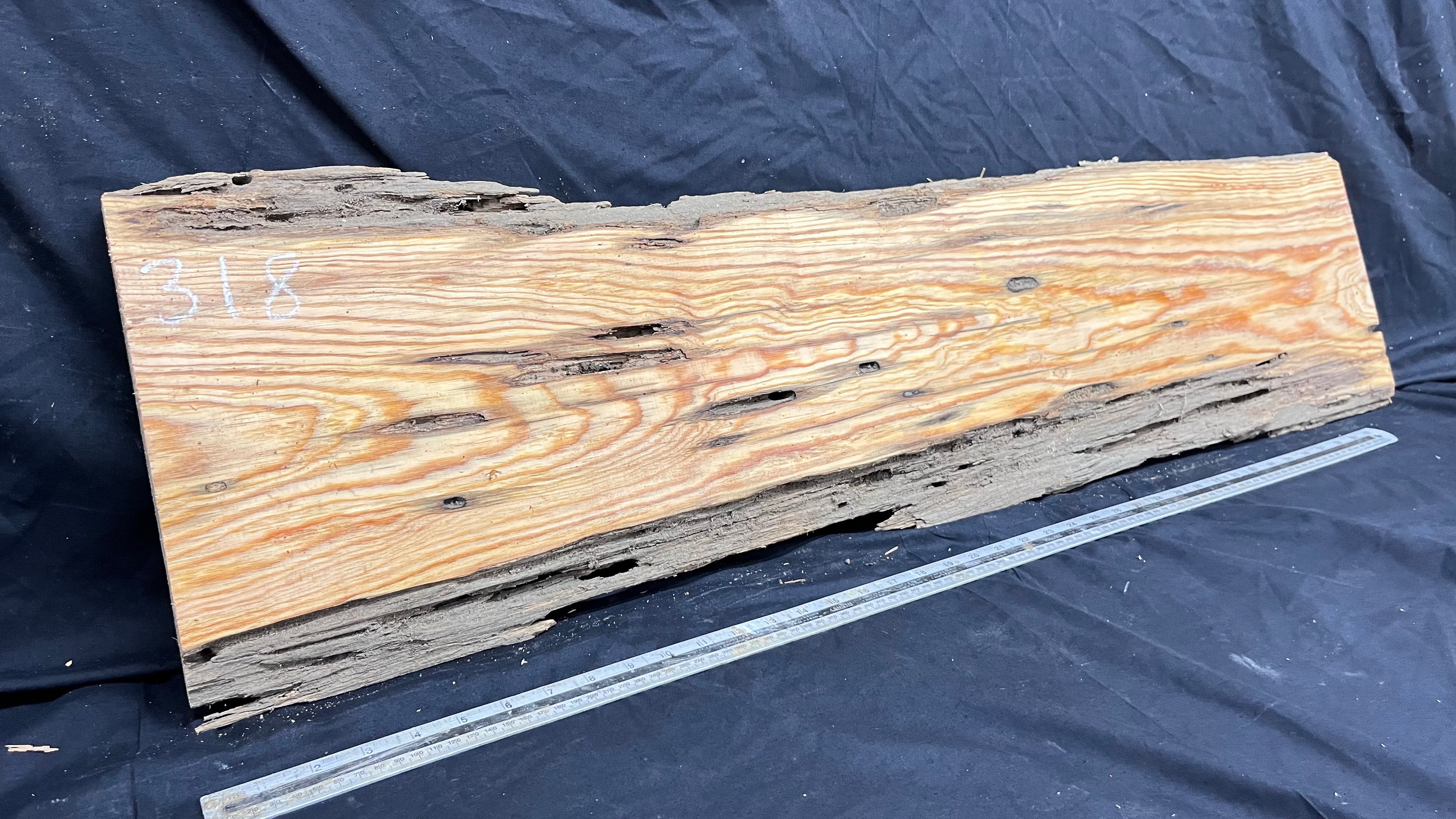 Reclained pitch pine plank, shelf, board 1094 L x 301 W x 24 D mm  (318)