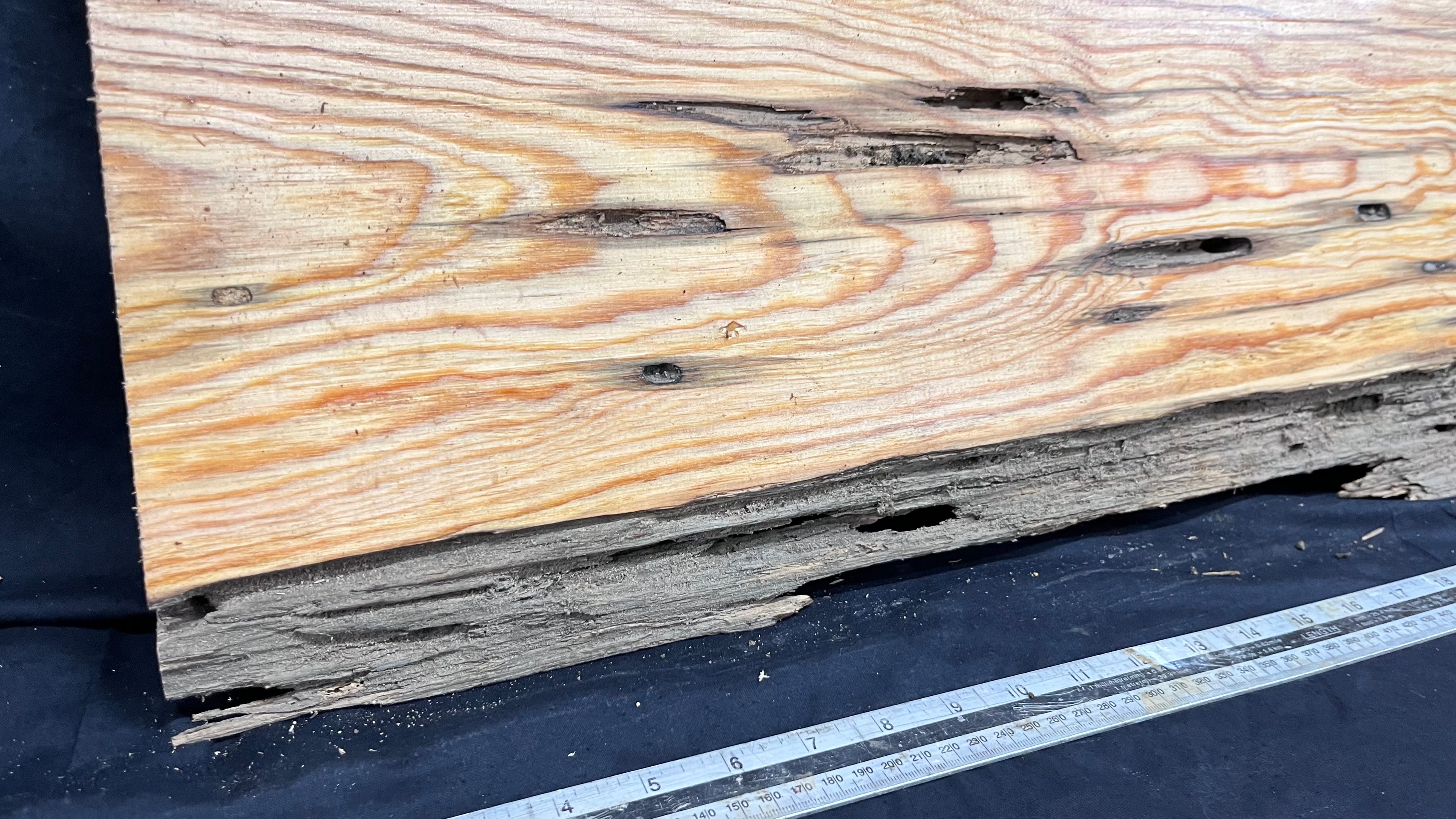 Reclained pitch pine plank, shelf, board 1094 L x 301 W x 24 D mm  (318)