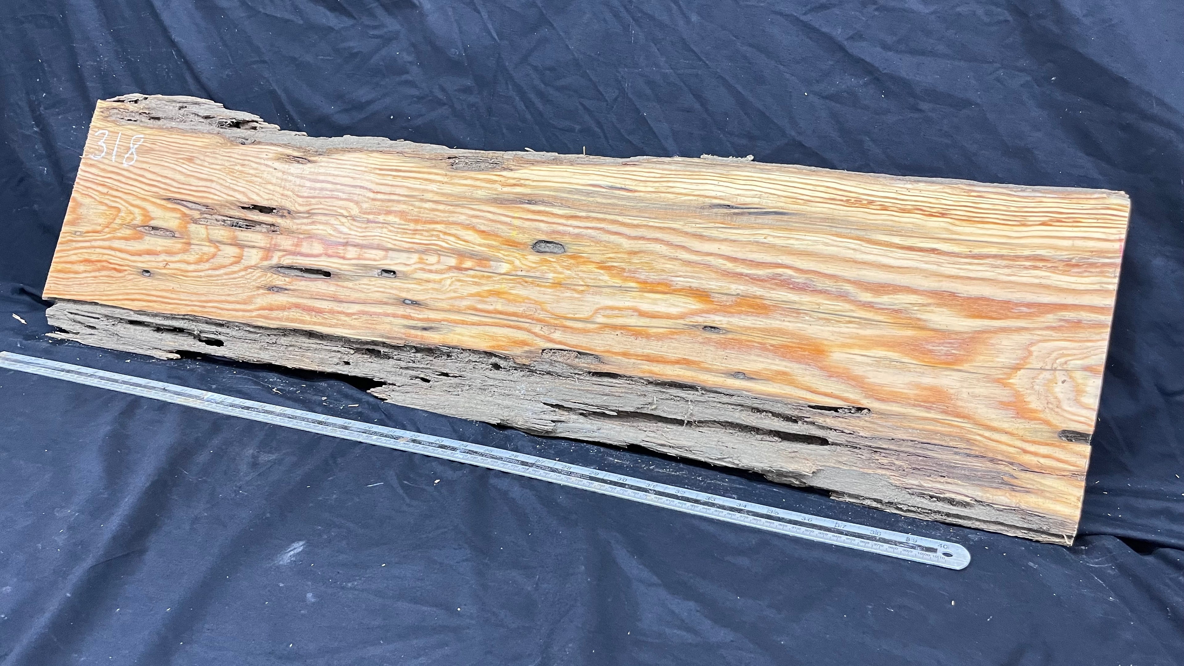 Reclained pitch pine plank, shelf, board 1094 L x 301 W x 24 D mm  (318)