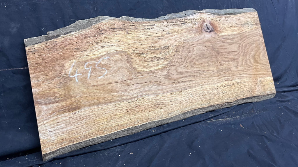 Rustic oak window sill, shelf,  896 L x 396 W x 14 D mm      (495mf)