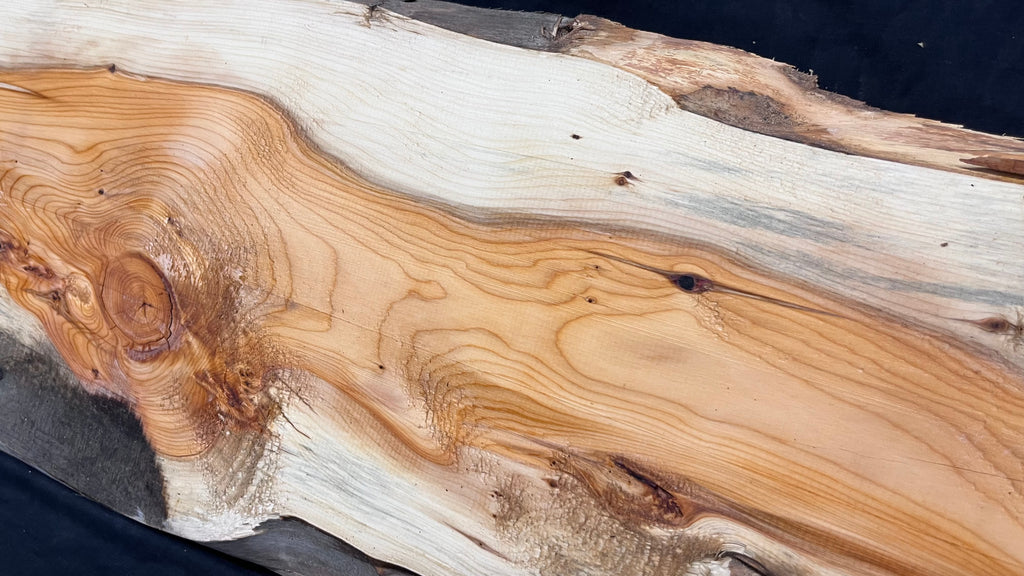 Yew,hardwood, slab, board, block 1114 L x 347 W x 19 D mm    (497)
