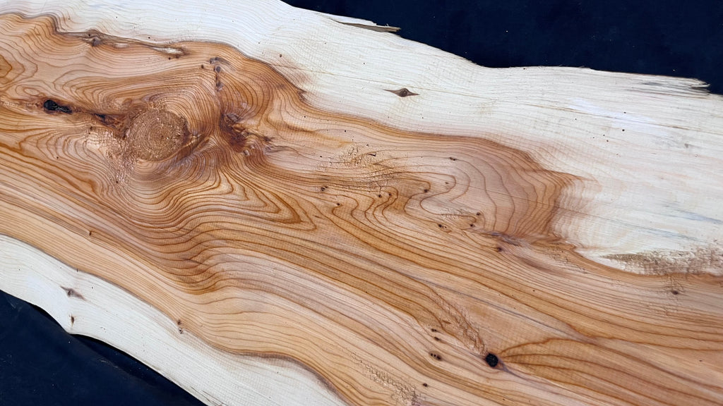 Yew,hardwood, slab, board, block 1114 L x 347 W x 19 D mm    (497)