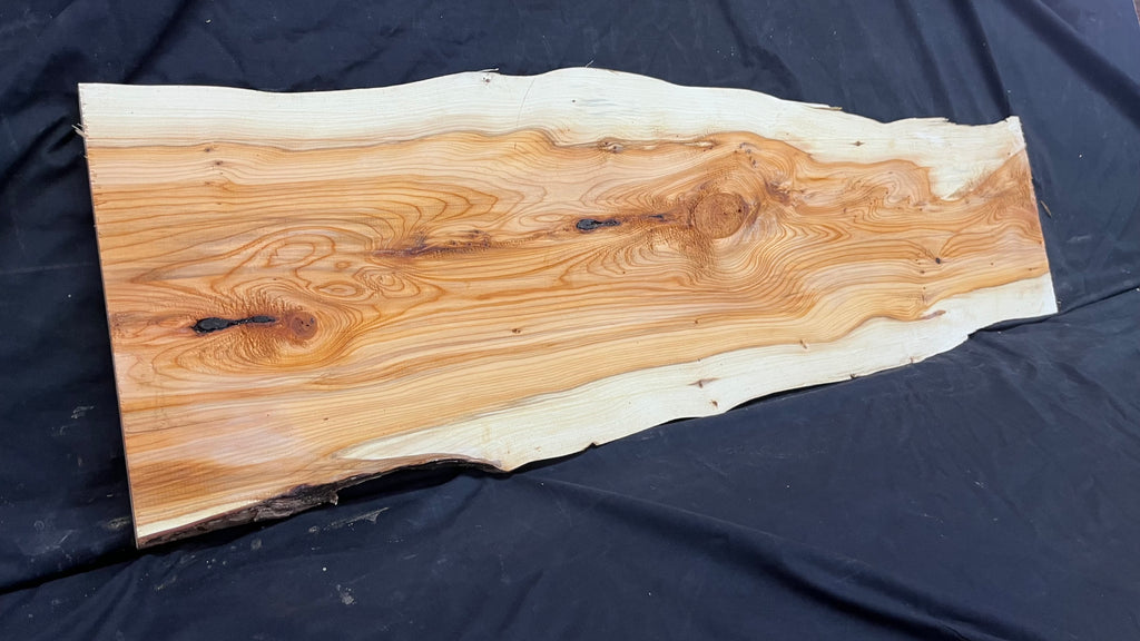 Yew,hardwood, slab, board, block 1114 L x 347 W x 19 D mm    (497)