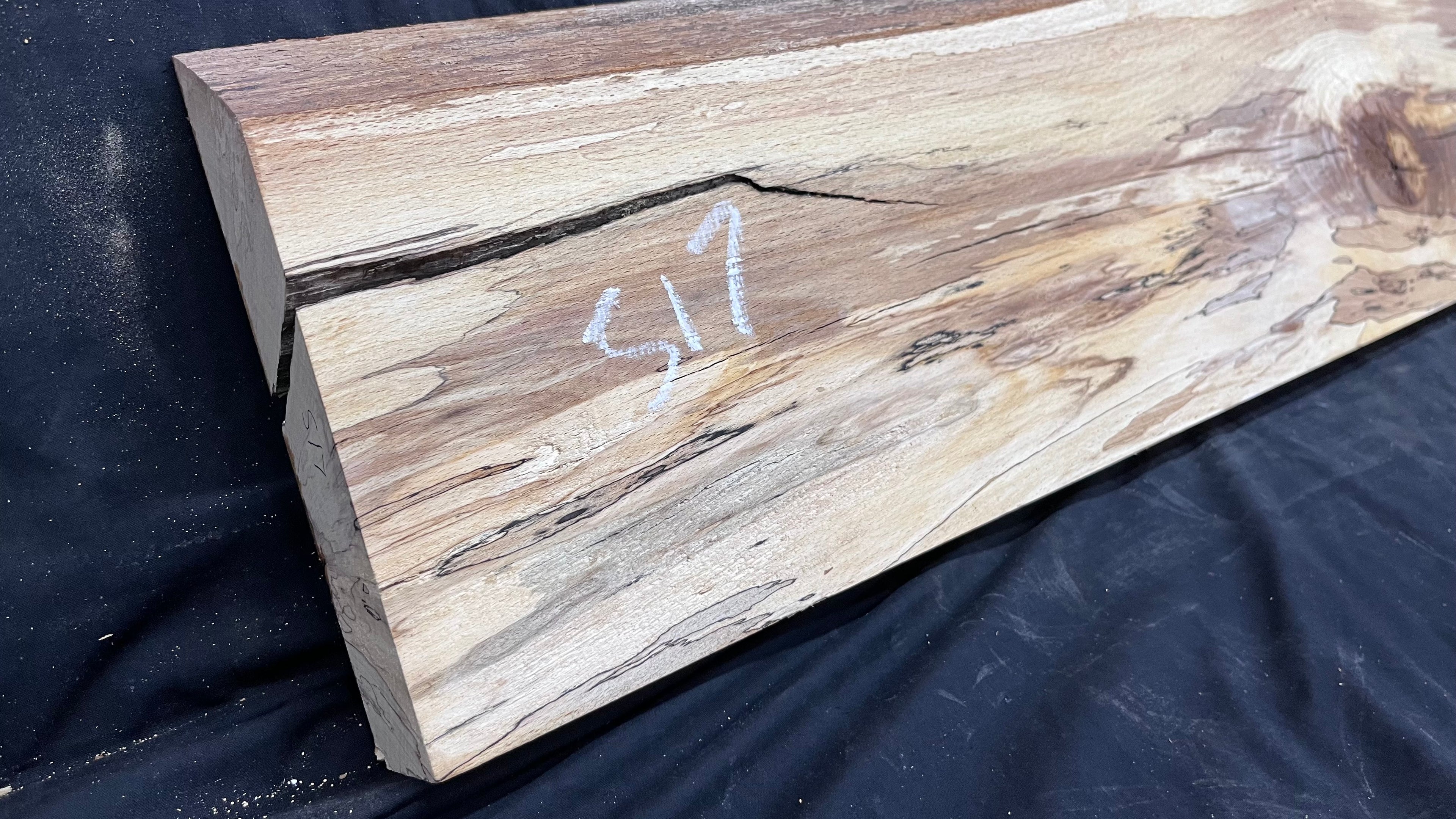 Spalted beech wood turning, tone wood, mantle 1364 L x 256 W x 46 D mm    (517)