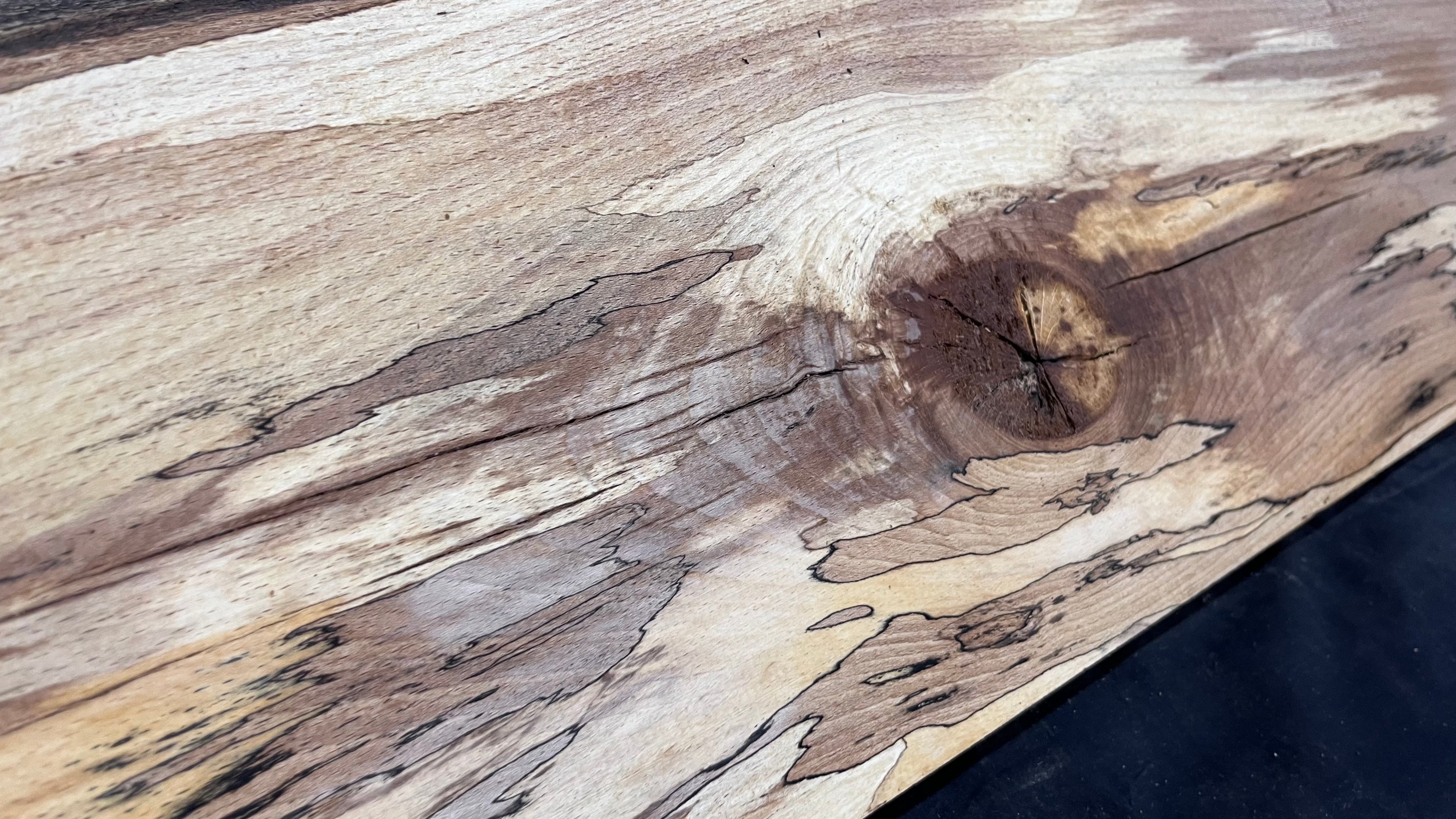 Spalted beech wood turning, tone wood, mantle 1364 L x 256 W x 46 D mm    (517)
