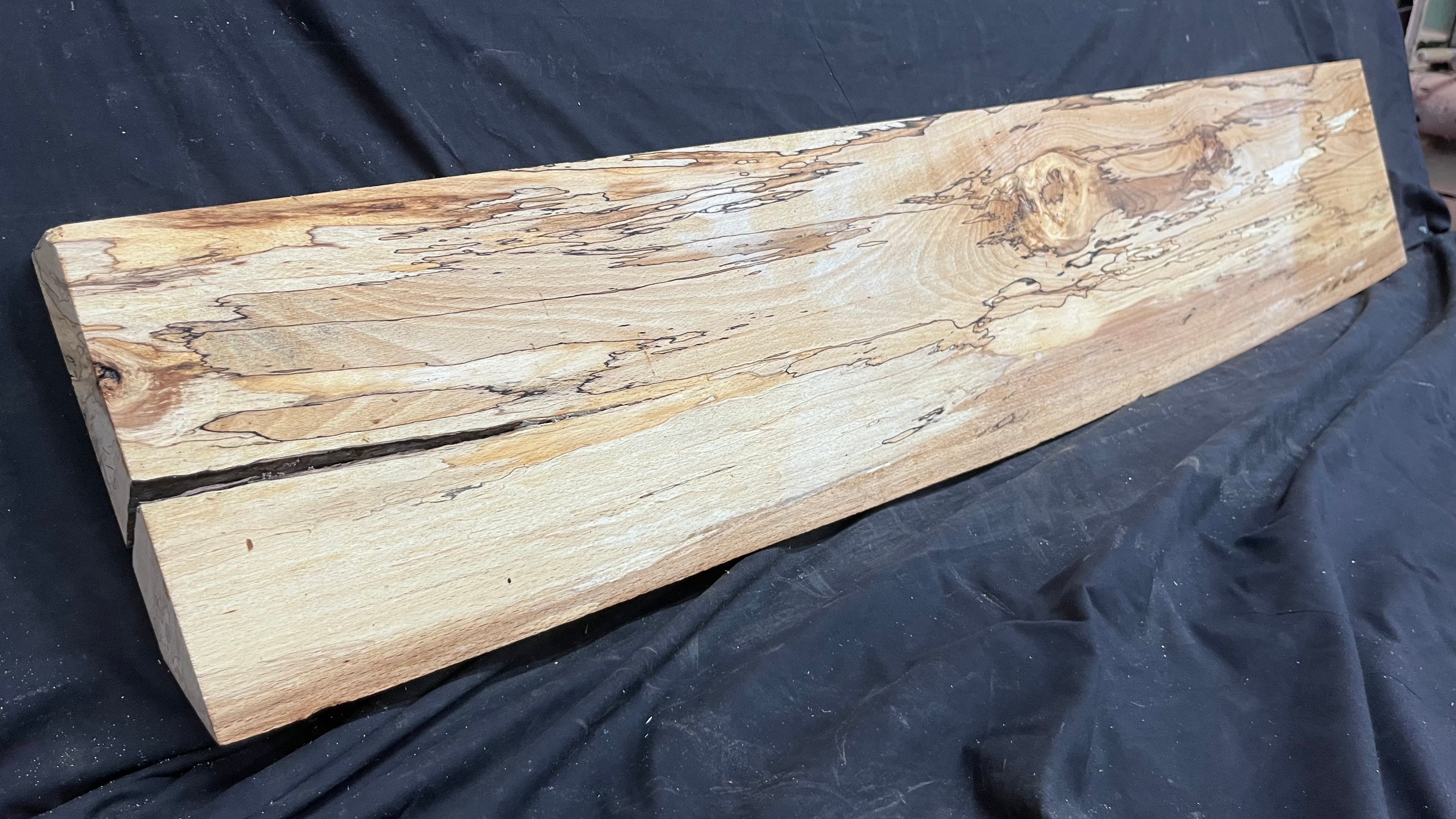 Spalted beech wood turning, tone wood, mantle 1364 L x 256 W x 46 D mm    (517)