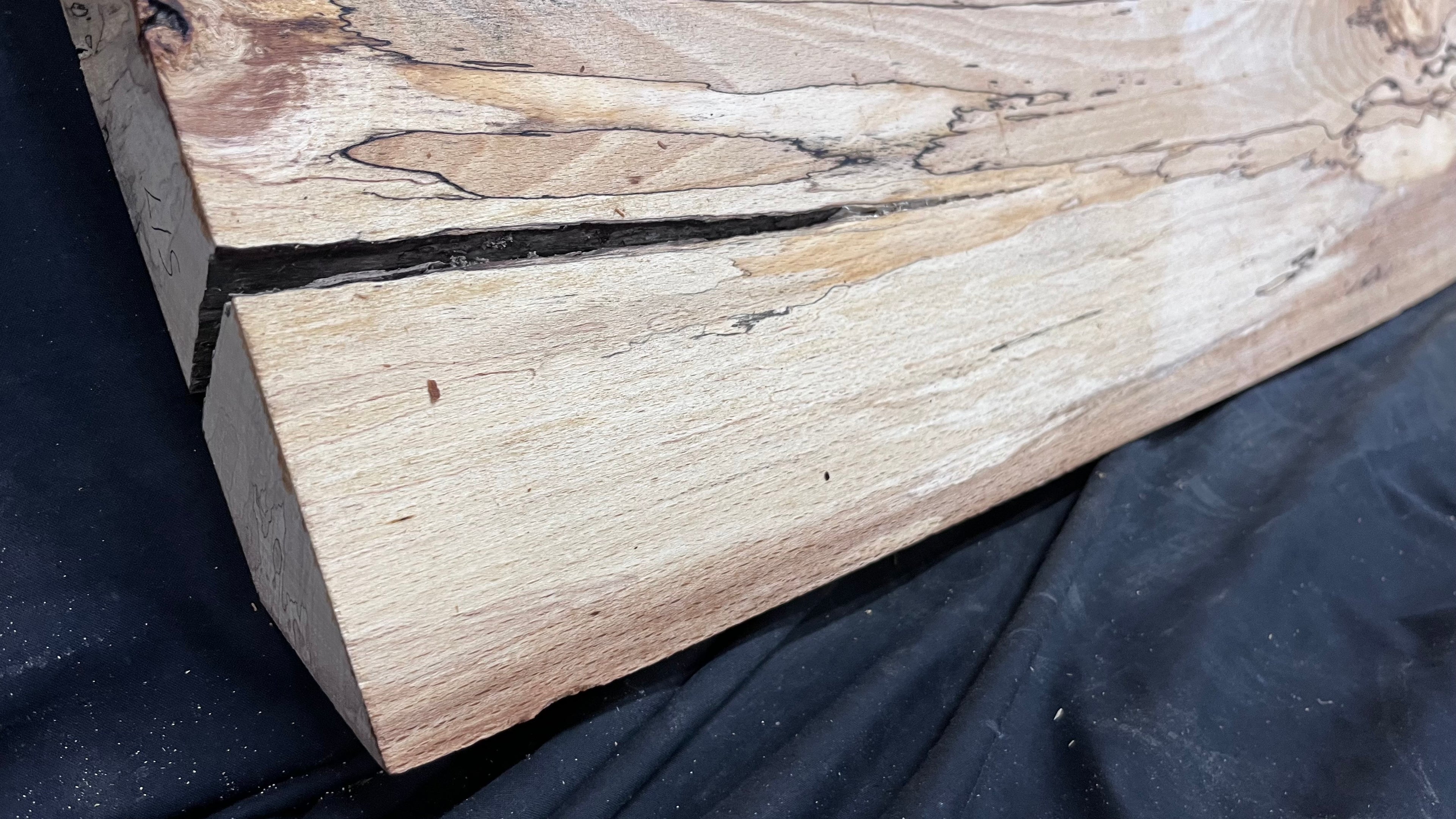 Spalted beech wood turning, tone wood, mantle 1364 L x 256 W x 46 D mm    (517)