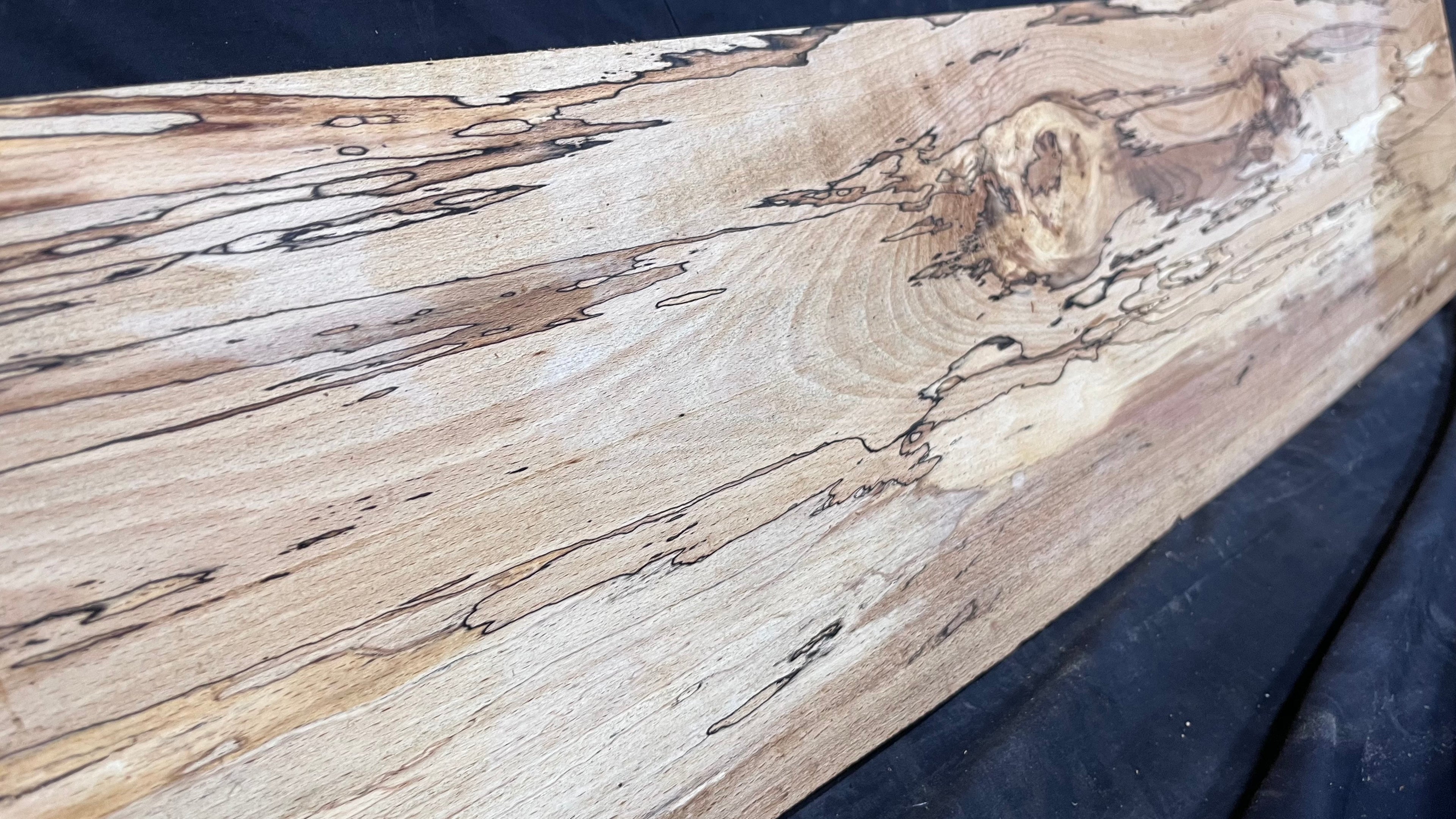 Spalted beech wood turning, tone wood, mantle 1364 L x 256 W x 46 D mm    (517)