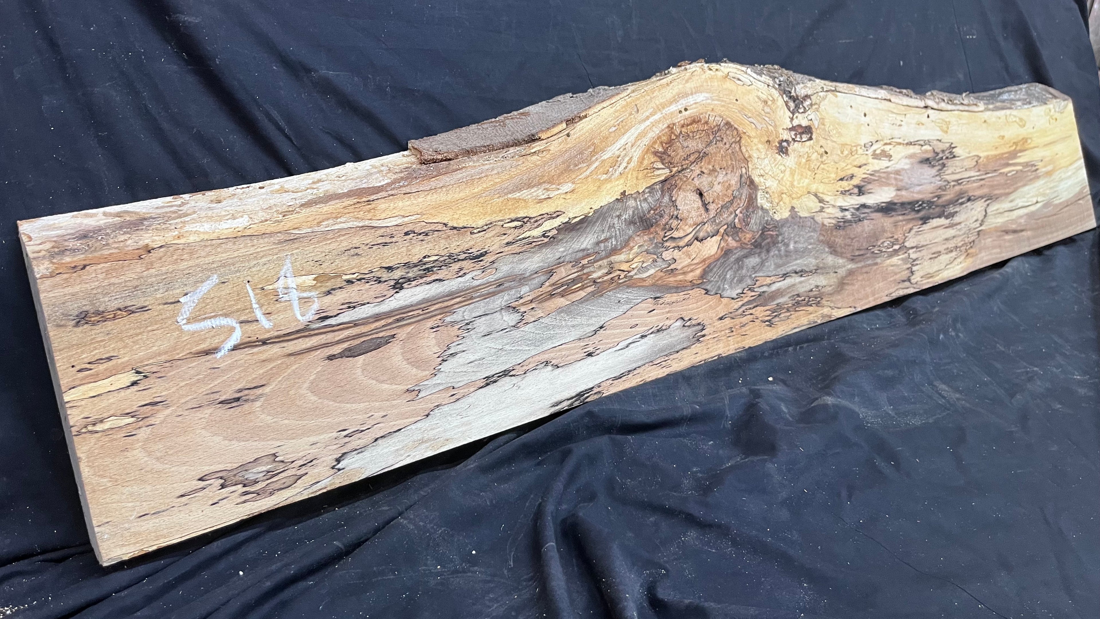 Spalted beech wood turning, tone wood, mantle 1405 L x 290 W x 51 D mm    (518)