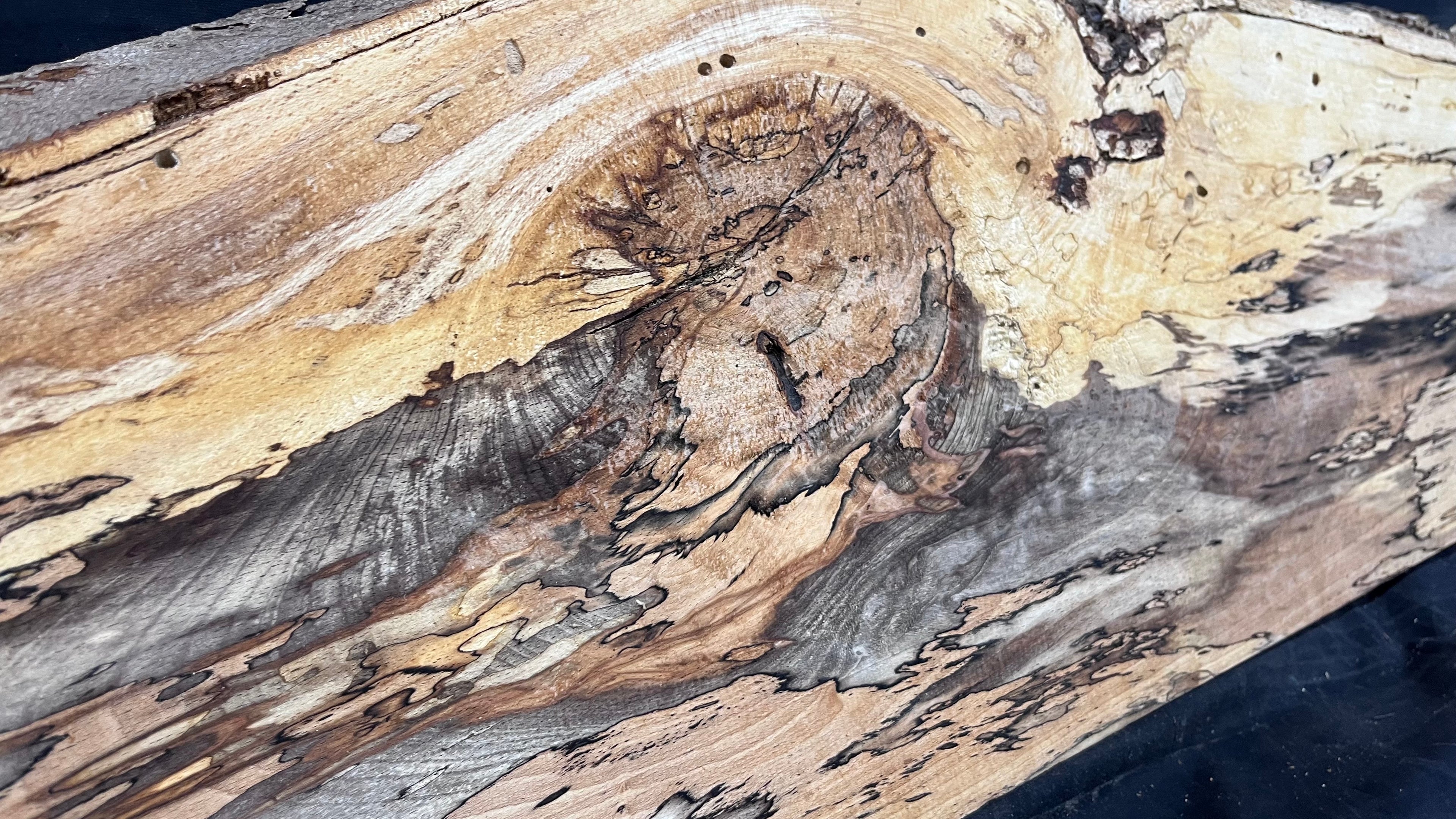 Spalted beech wood turning, tone wood, mantle 1405 L x 290 W x 51 D mm    (518)