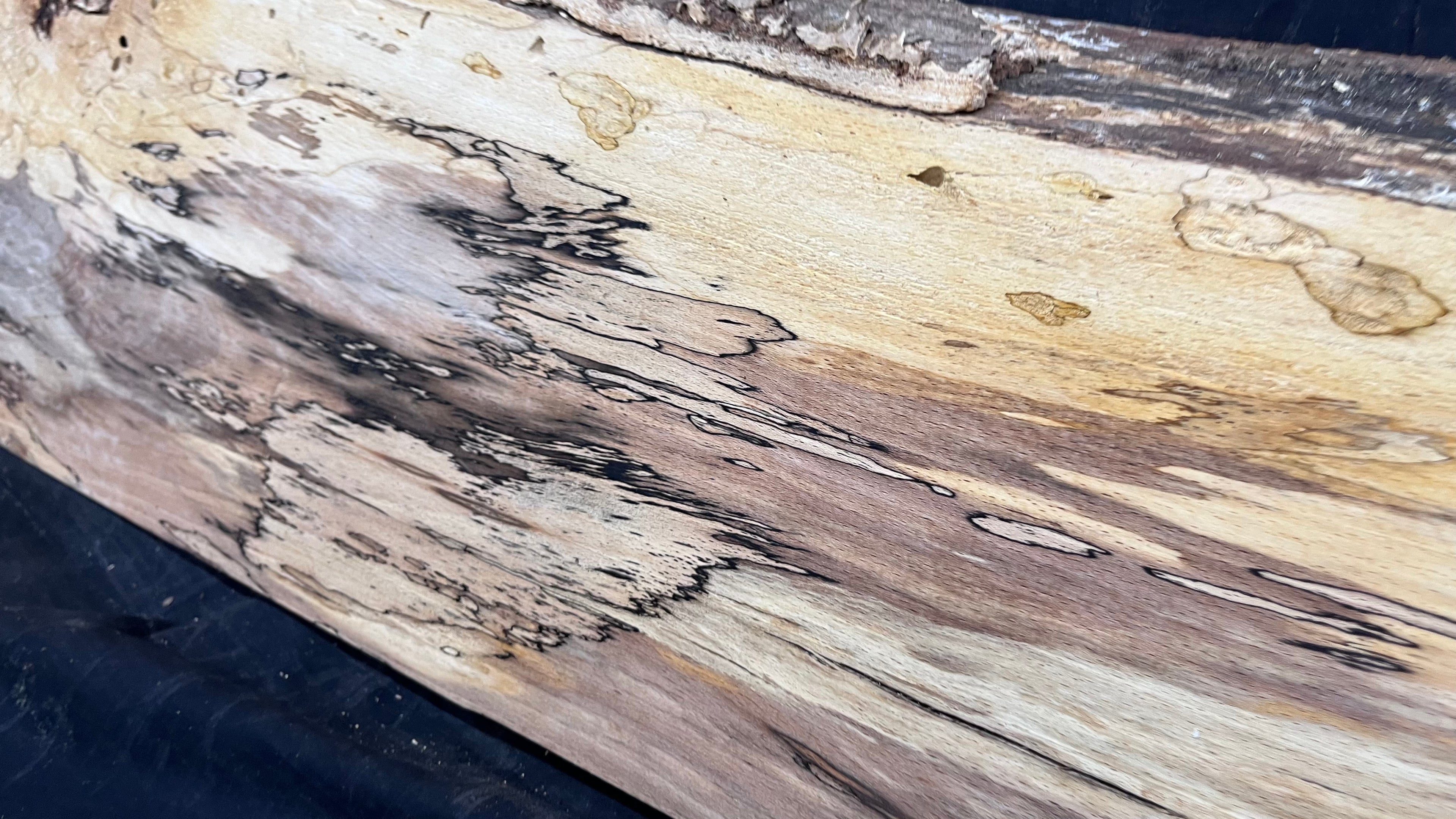 Spalted beech wood turning, tone wood, mantle 1405 L x 290 W x 51 D mm    (518)