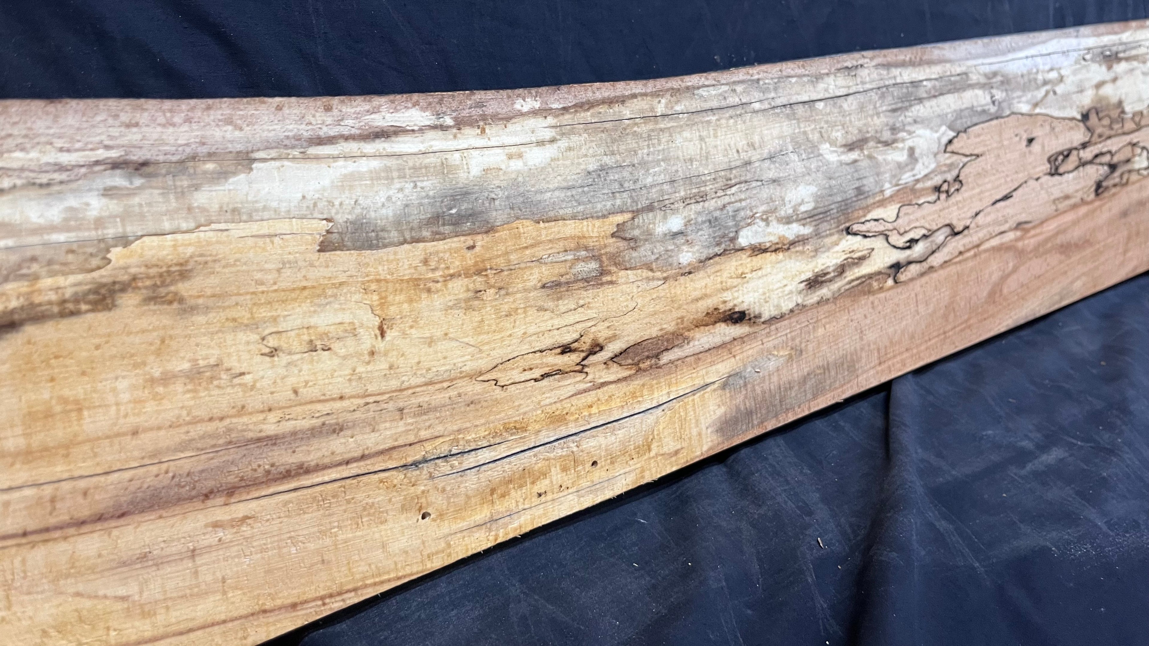 Spalted beech wood turning, tone wood, mantle 1411 L x 200 W x 48 D mm    (520)