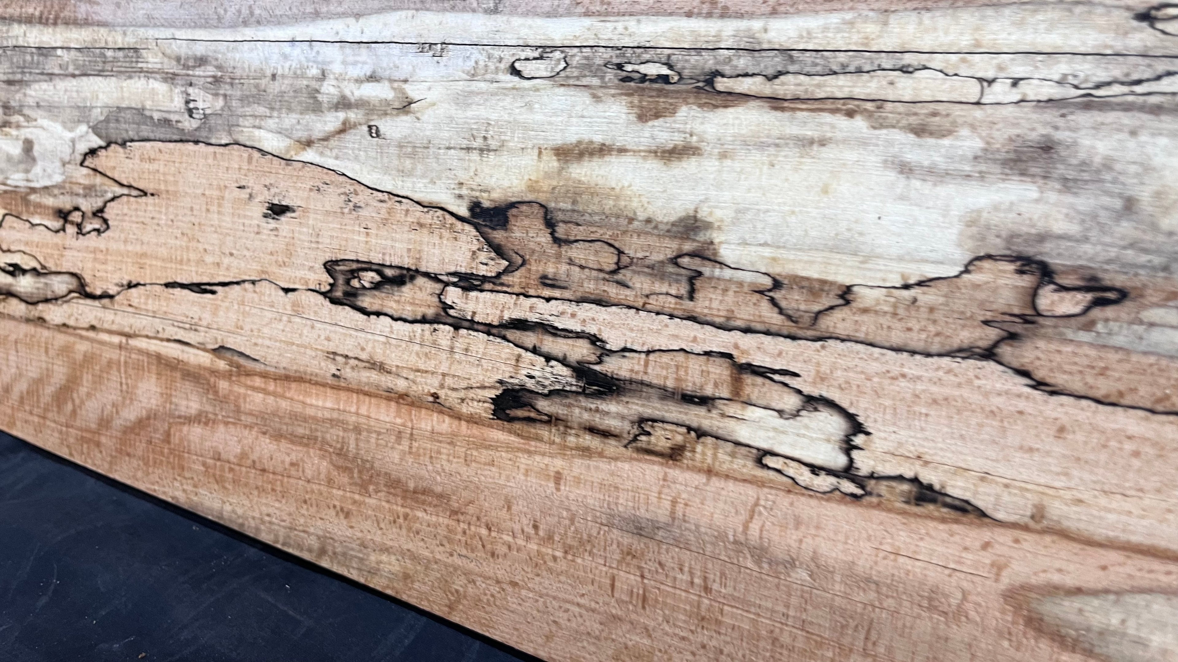 Spalted beech wood turning, tone wood, mantle 1411 L x 200 W x 48 D mm    (520)