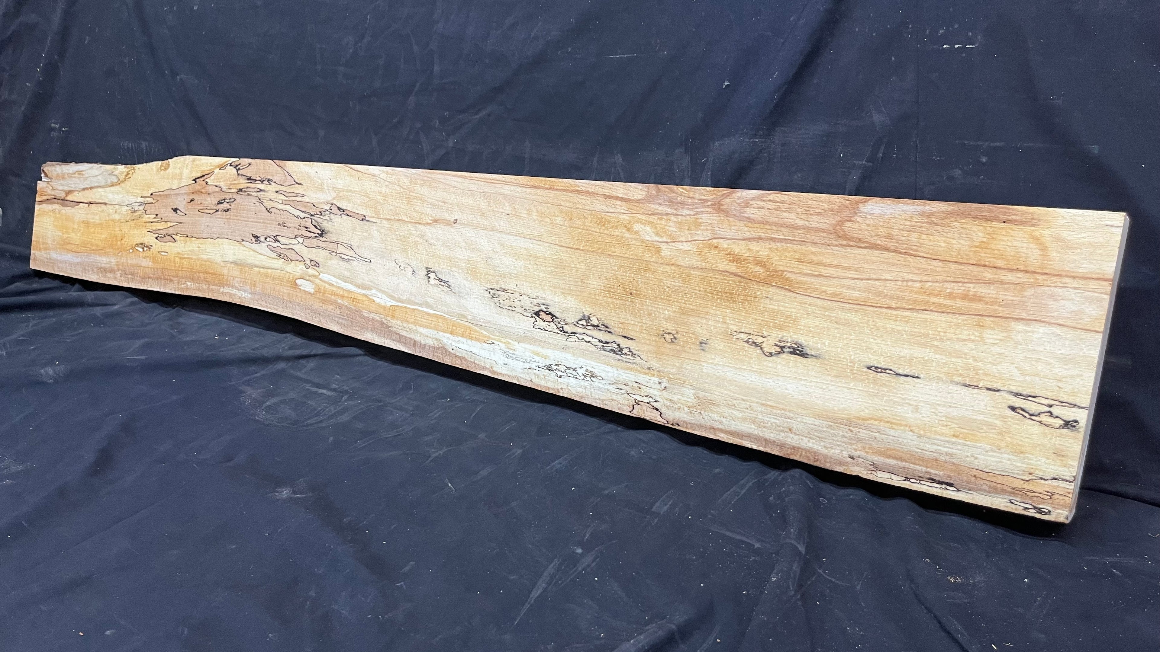 Spalted beech wood turning, tone wood, mantle 1411 L x 200 W x 48 D mm    (520)