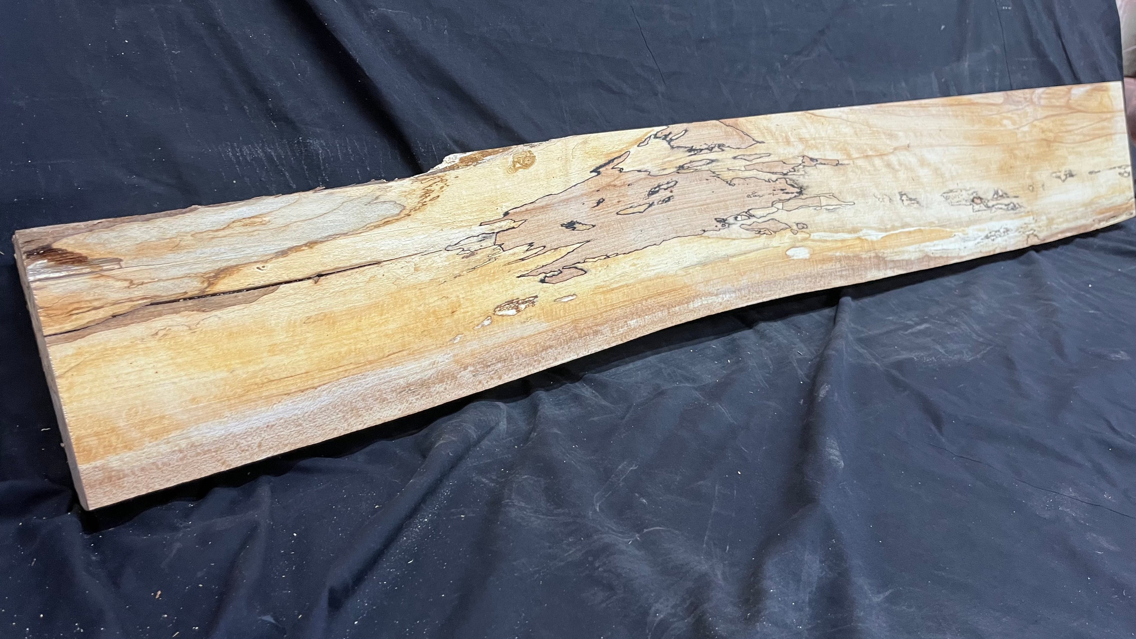 Spalted beech wood turning, tone wood, mantle 1411 L x 200 W x 48 D mm    (520)