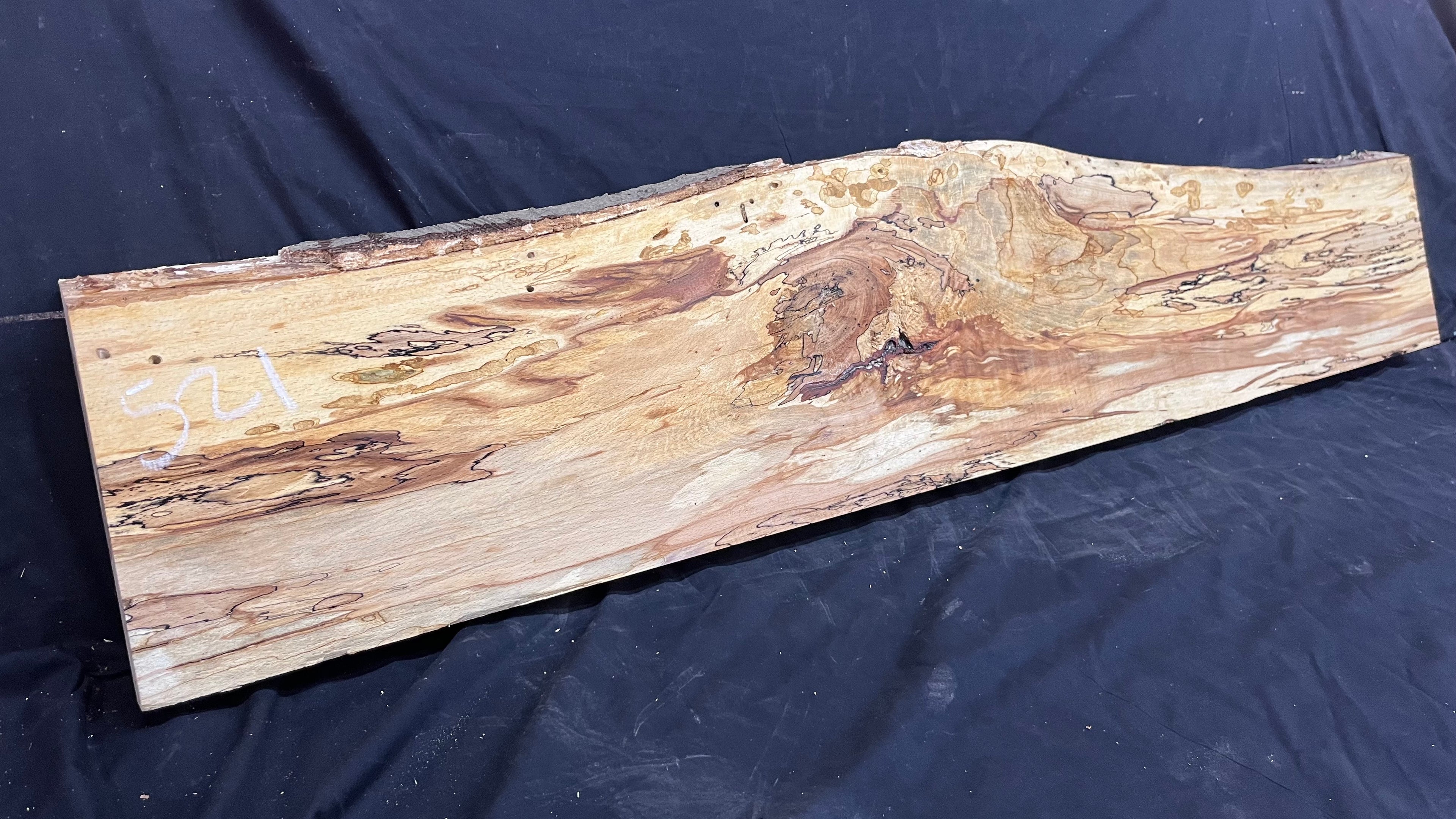 Spalted beech wood turning, tone wood, mantle 1400 L x 285 W x 48 D mm    (521)