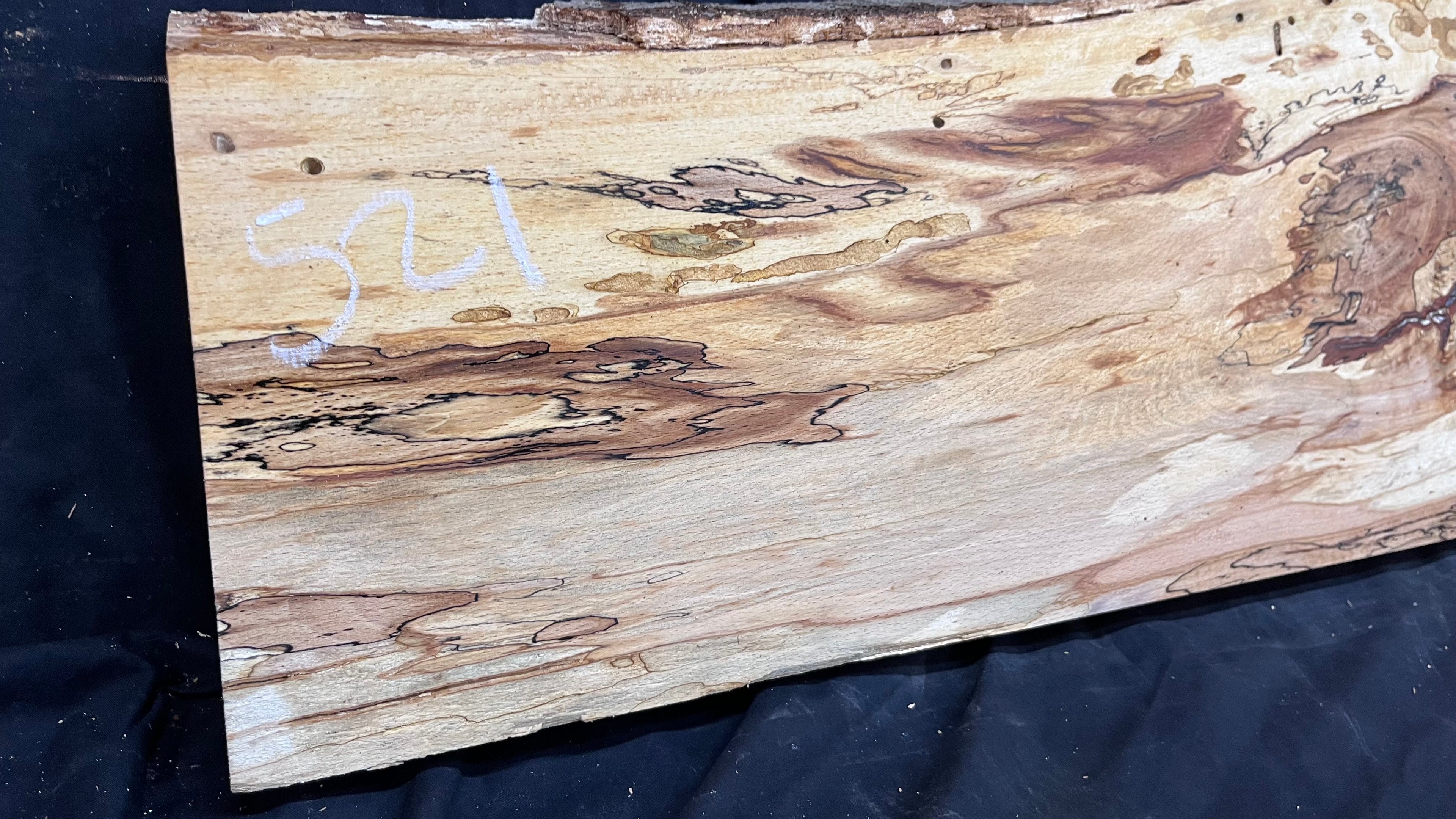 Spalted beech wood turning, tone wood, mantle 1400 L x 285 W x 48 D mm    (521)
