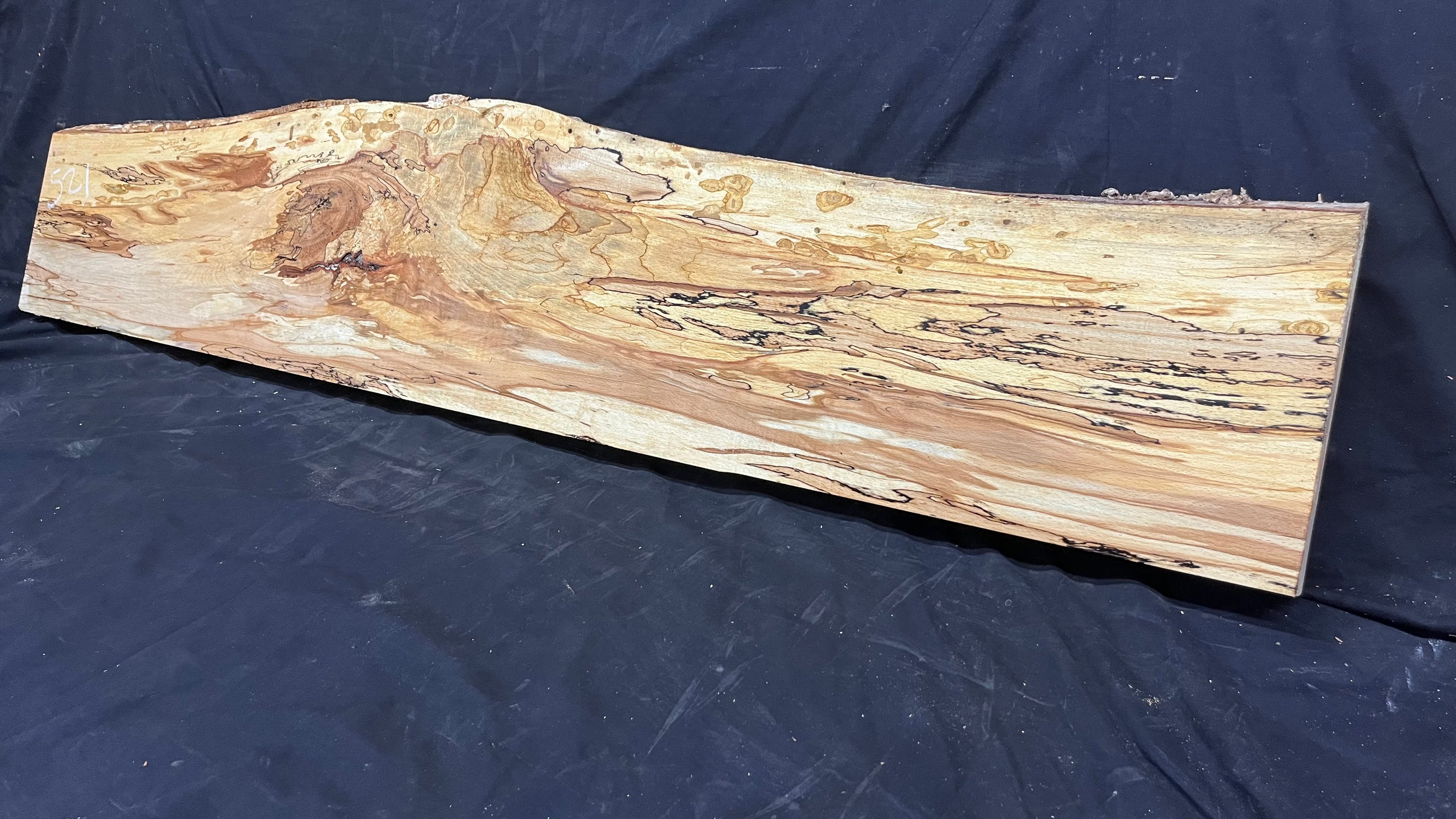 Spalted beech wood turning, tone wood, mantle 1400 L x 285 W x 48 D mm    (521)