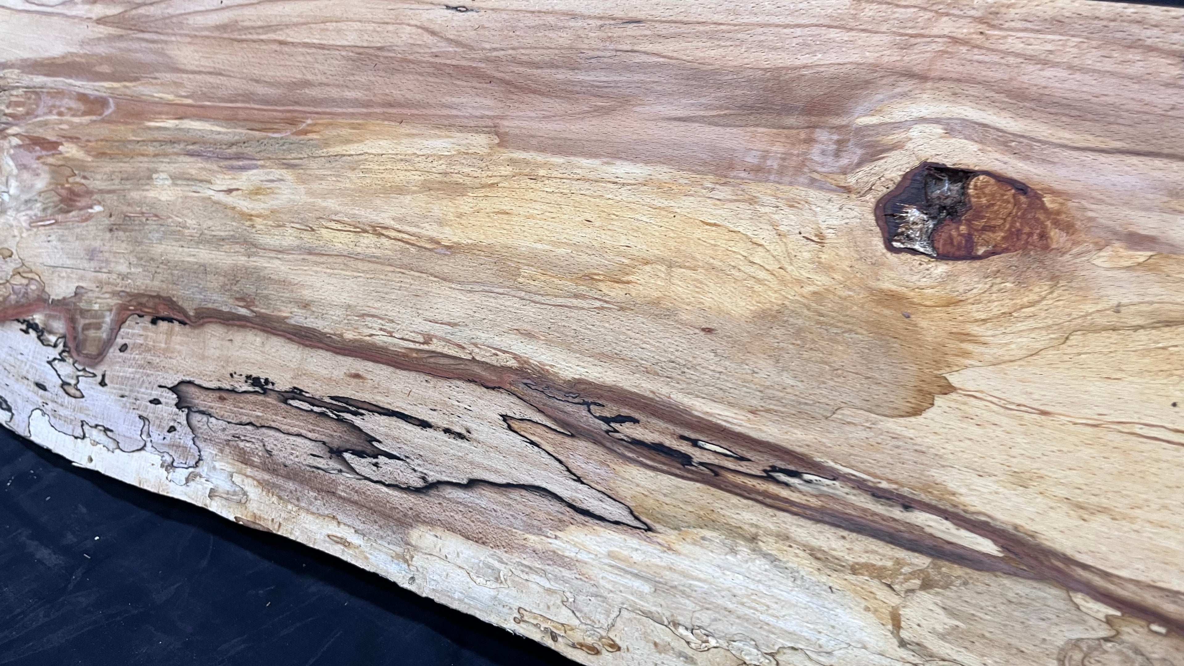 Spalted beech wood turning, tone wood, mantle 1400 L x 285 W x 48 D mm    (521)