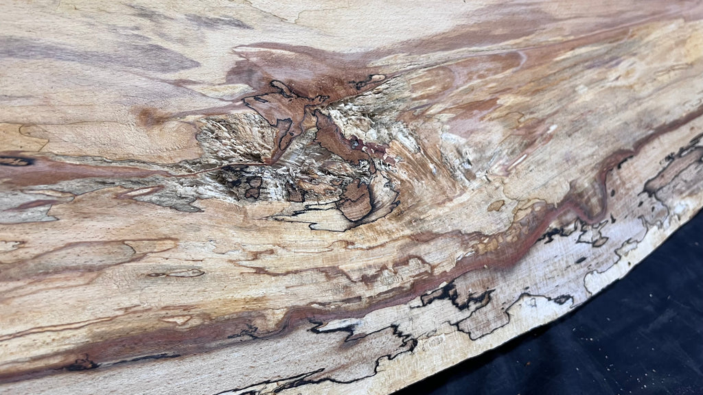 Spalted beech wood turning, tone wood, mantle 1400 L x 285 W x 48 D mm    (521)