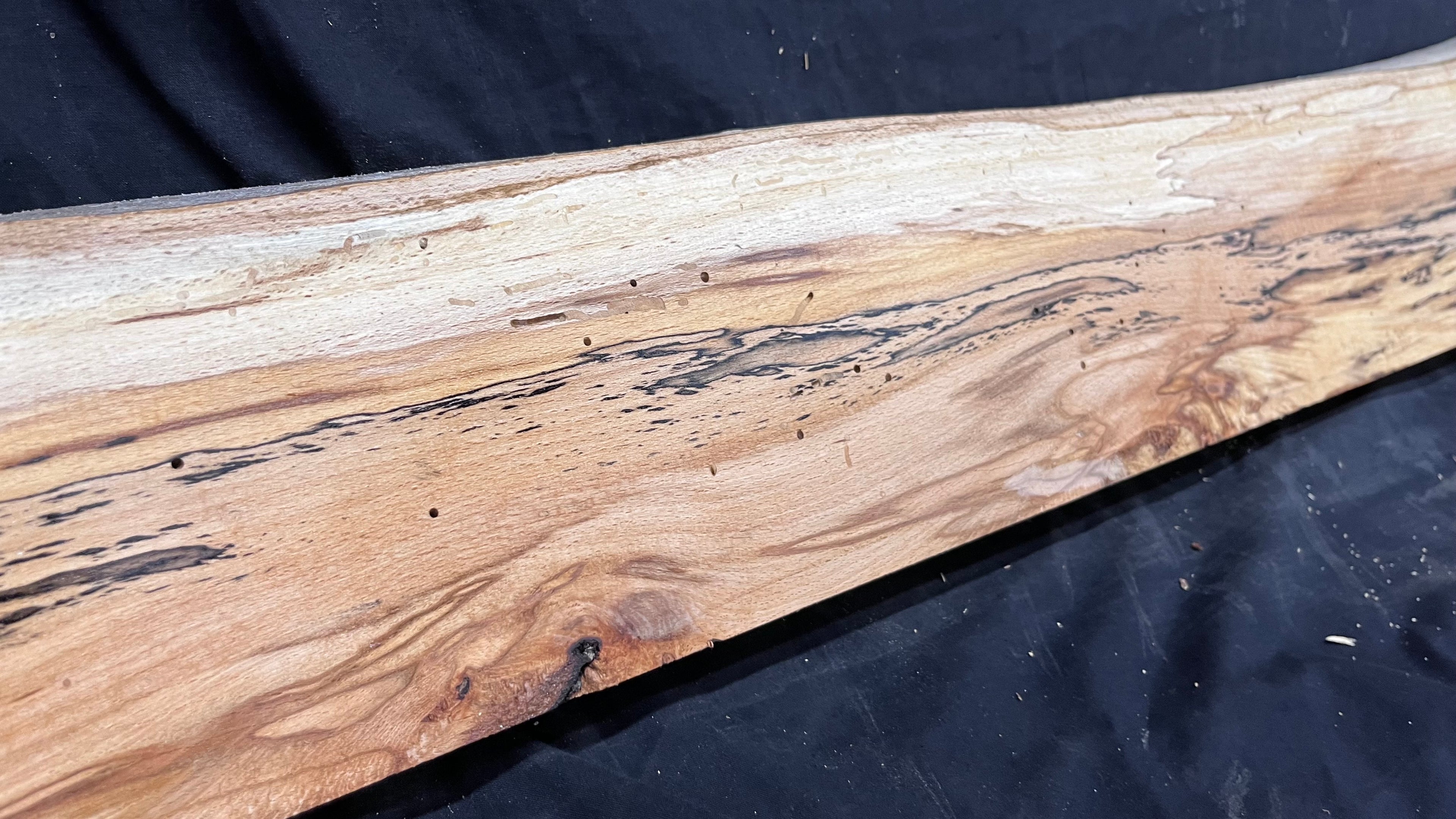 Spalted beech wood turning, tone wood, mantle 1308 L x 186 W x 48 D mm    (522)