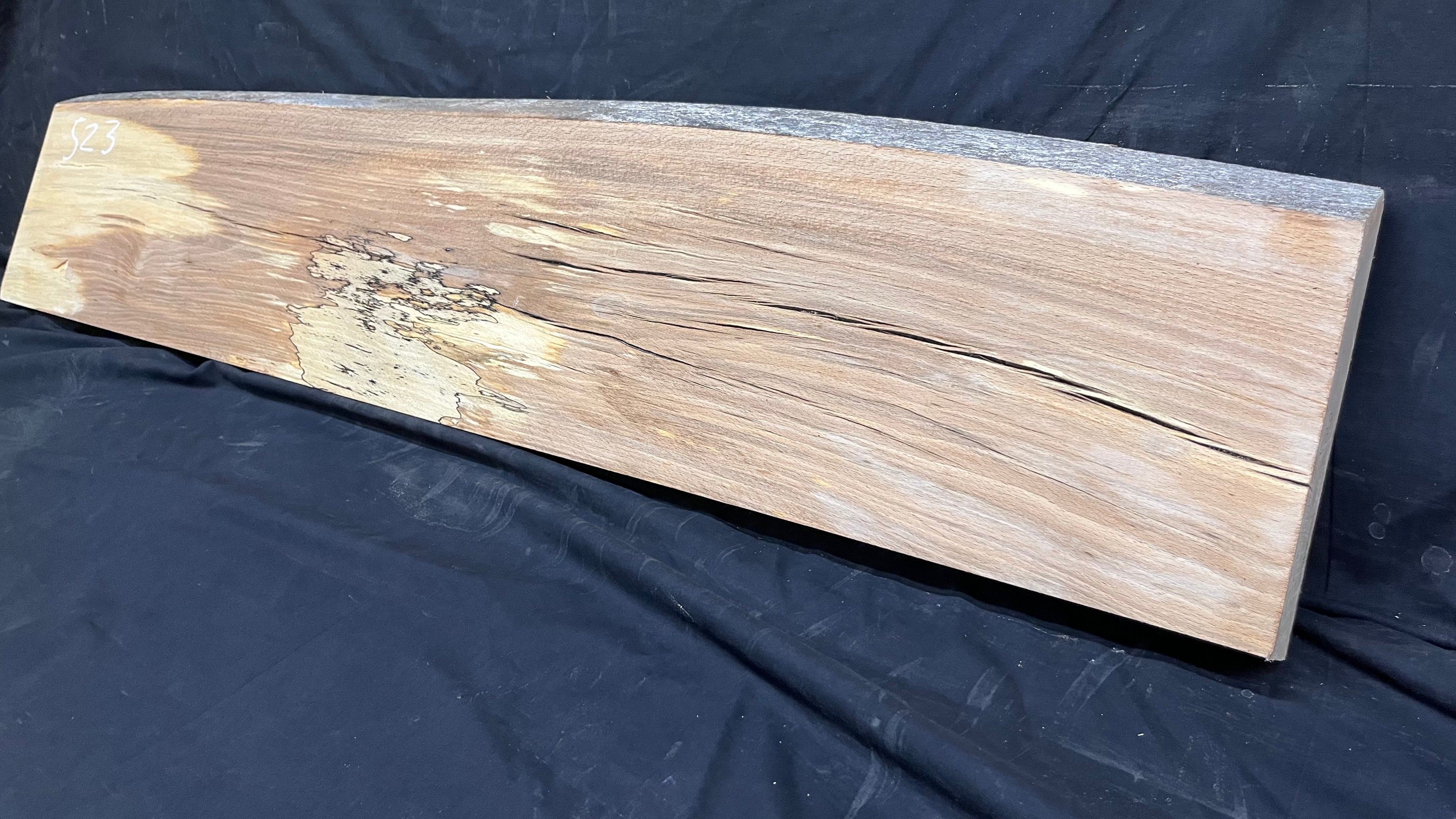 Spalted beech wood turning, tone wood, mantle 1349 L x 274 W x 43 D mm    (523)